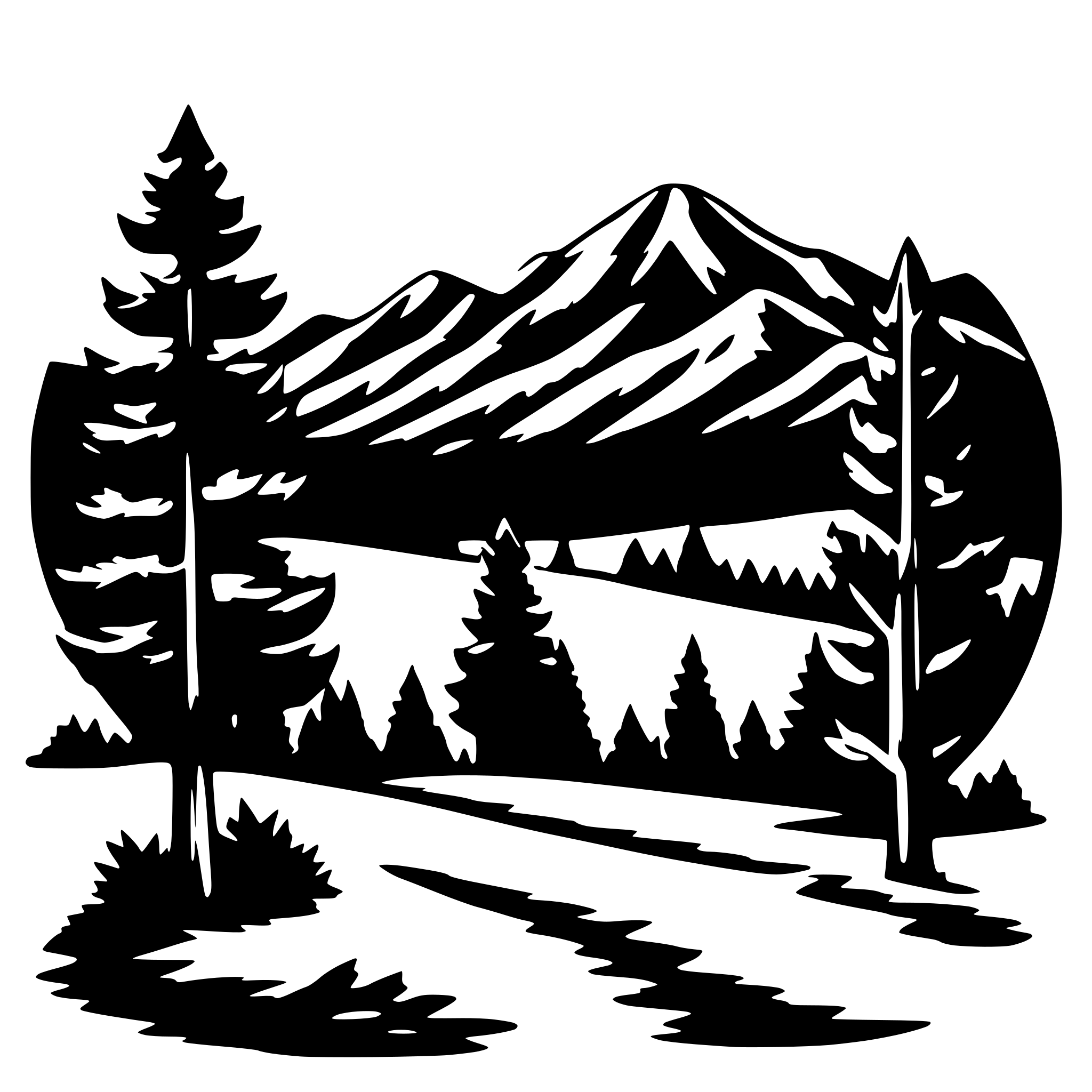 AI-generated SVG of a treeline with mountains