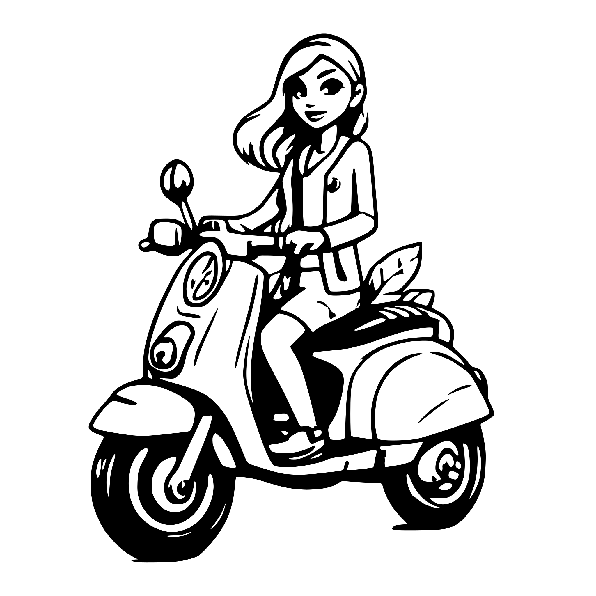AI-generated SVG of 'Woman on a vespa'