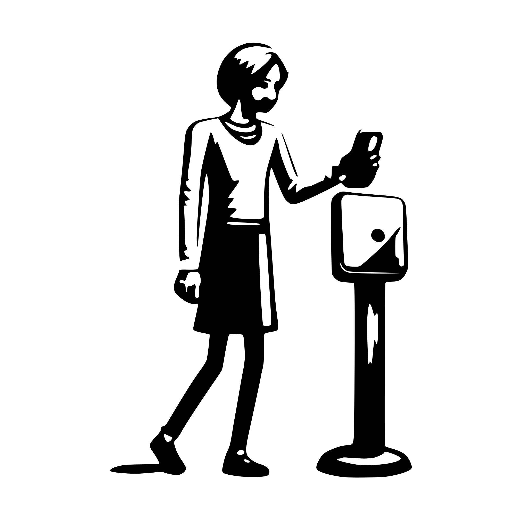 AI-generated SVG of a stick-figure  with a phone
