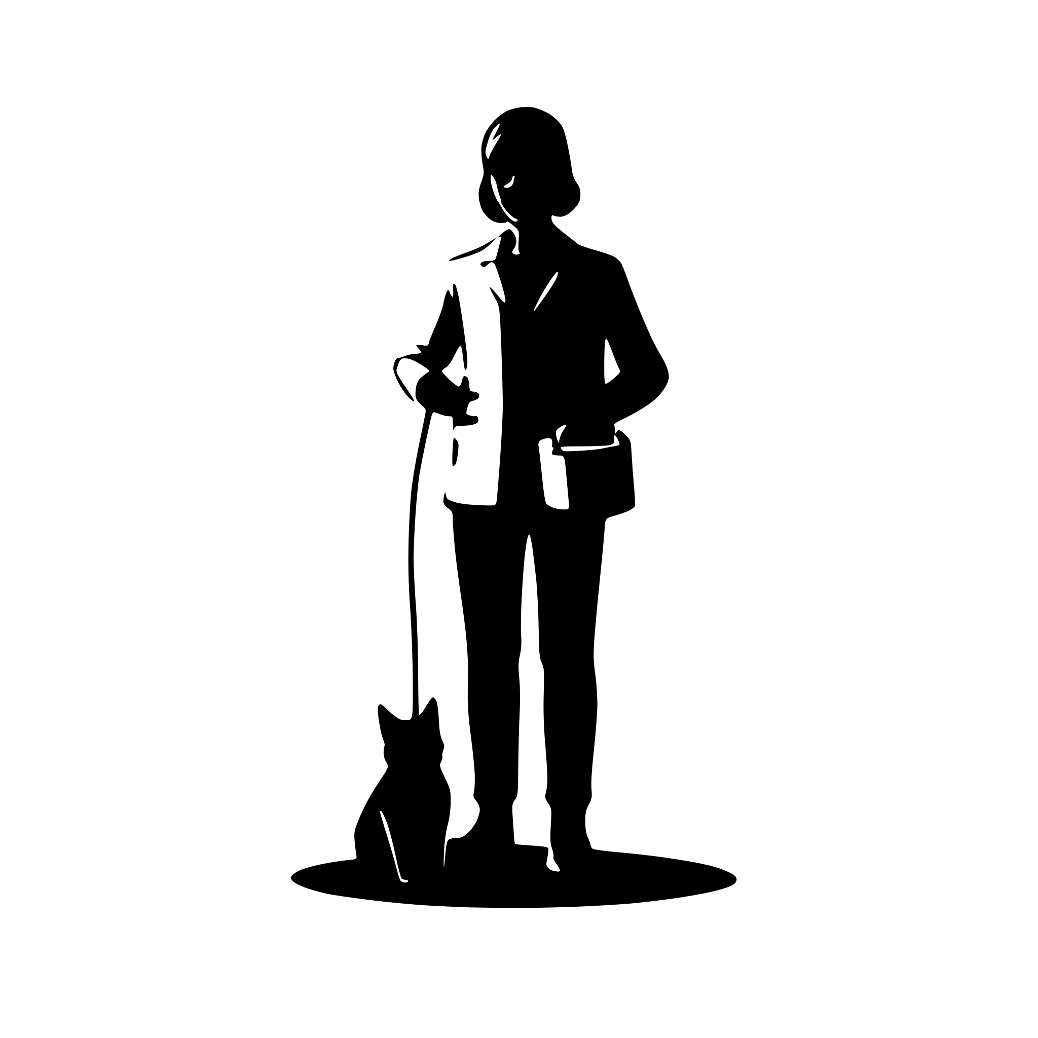 AI-generated SVG of 'a minimalist vector image (silhouette) of a vet with a pet on a blank background'