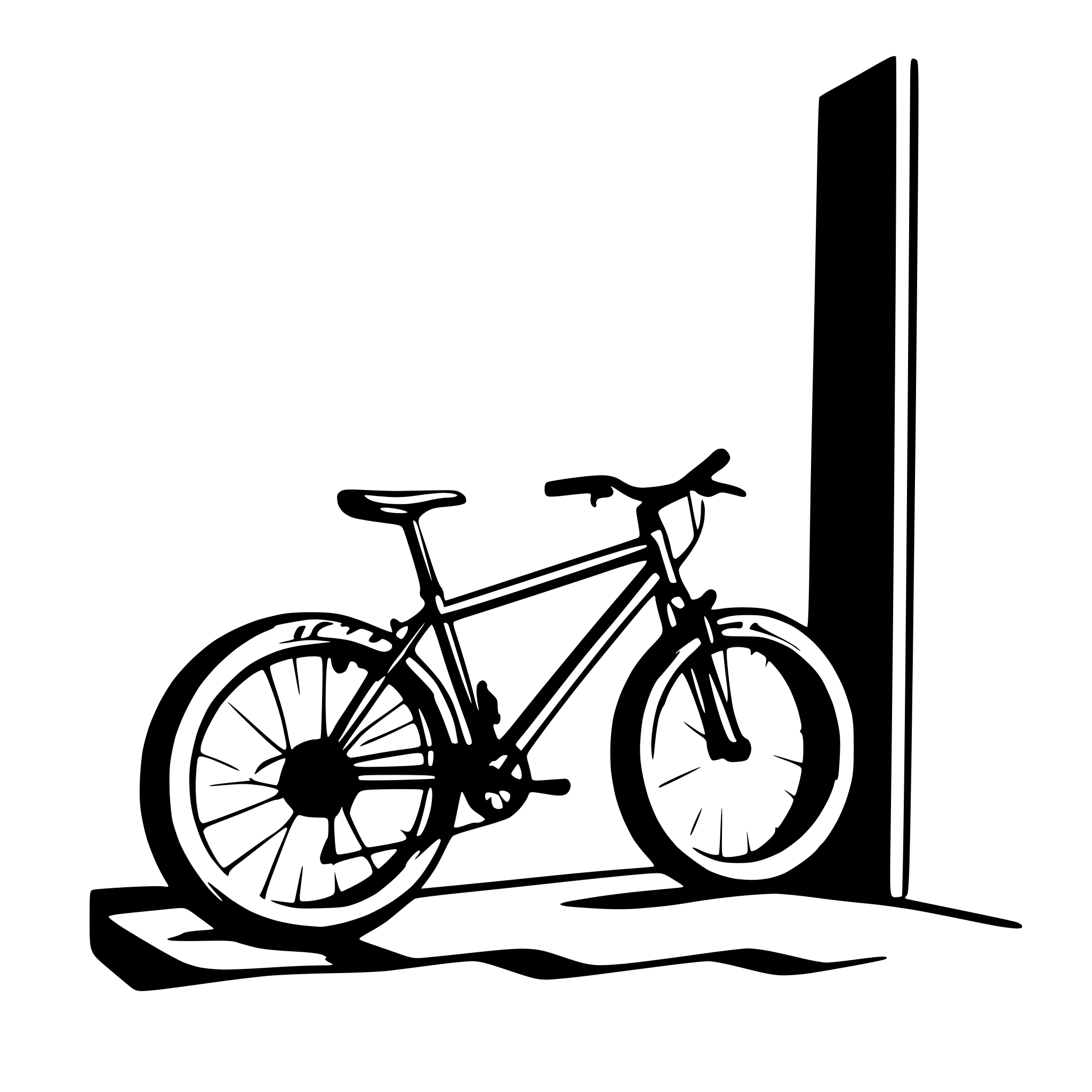 AI-generated SVG of a mountainbike sticking out of a picture frame