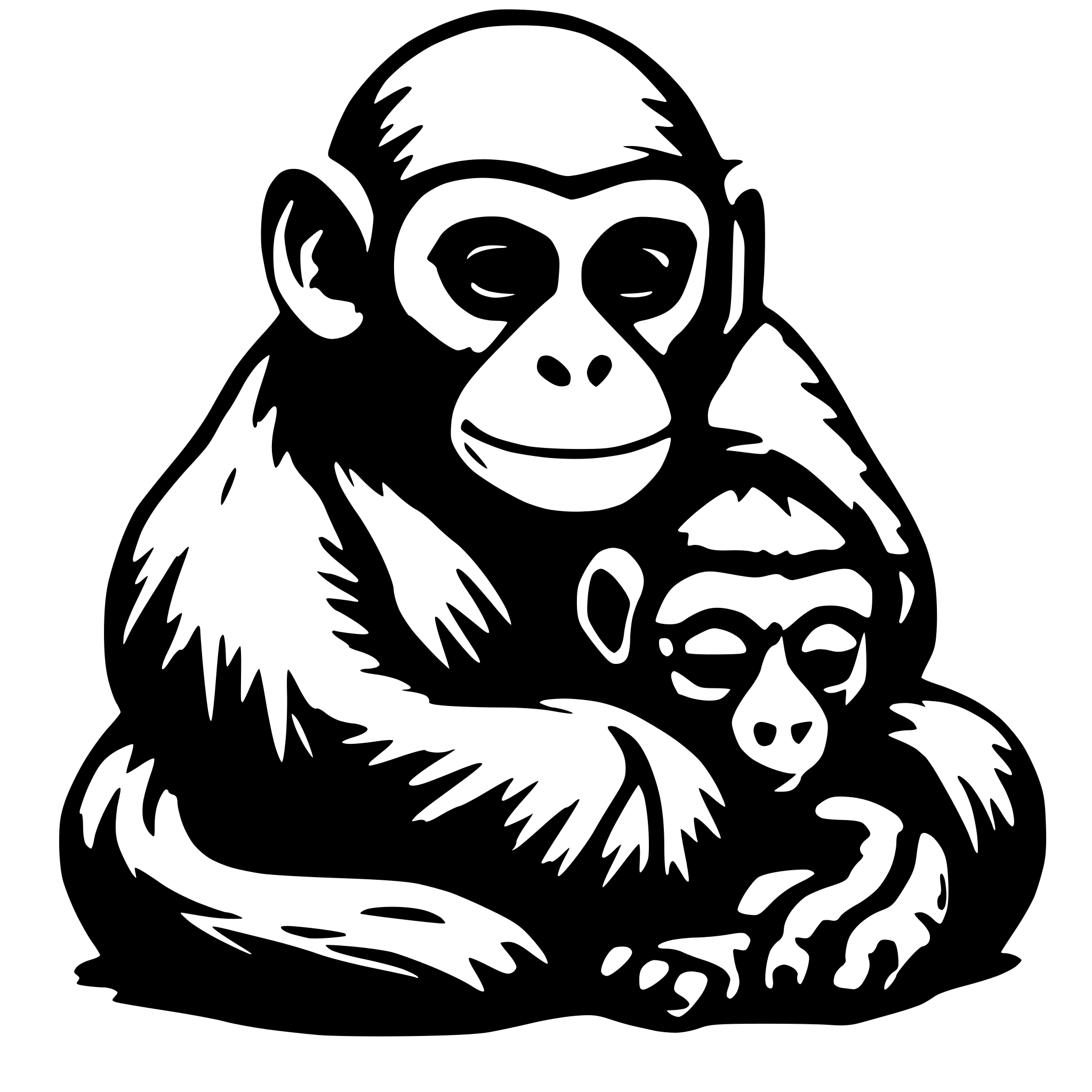AI-generated SVG of 'Three headed monkey stacked'
