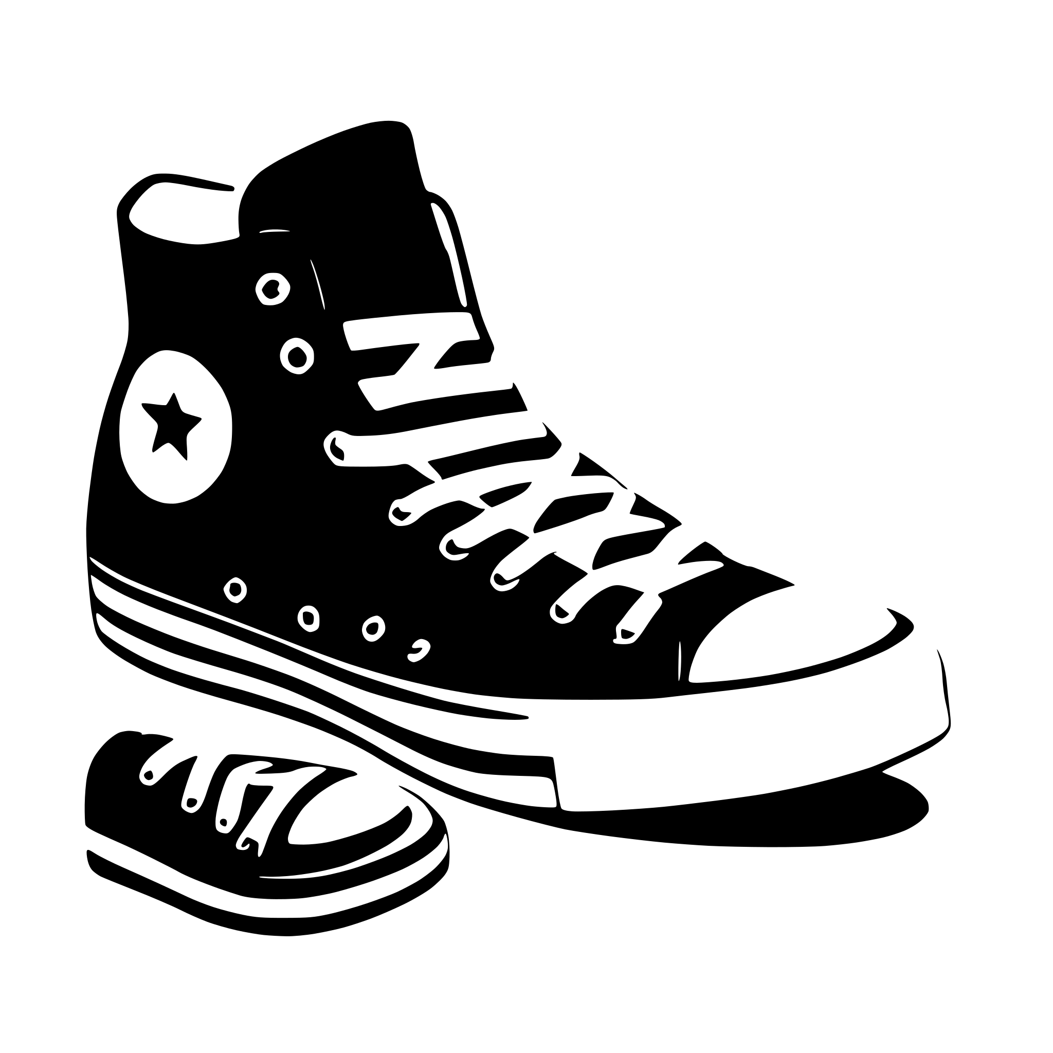 AI-generated SVG of 'Isometric view of a Converse All-Star Chuck Taylor high-top sneaker with an extra wide ankle opening'