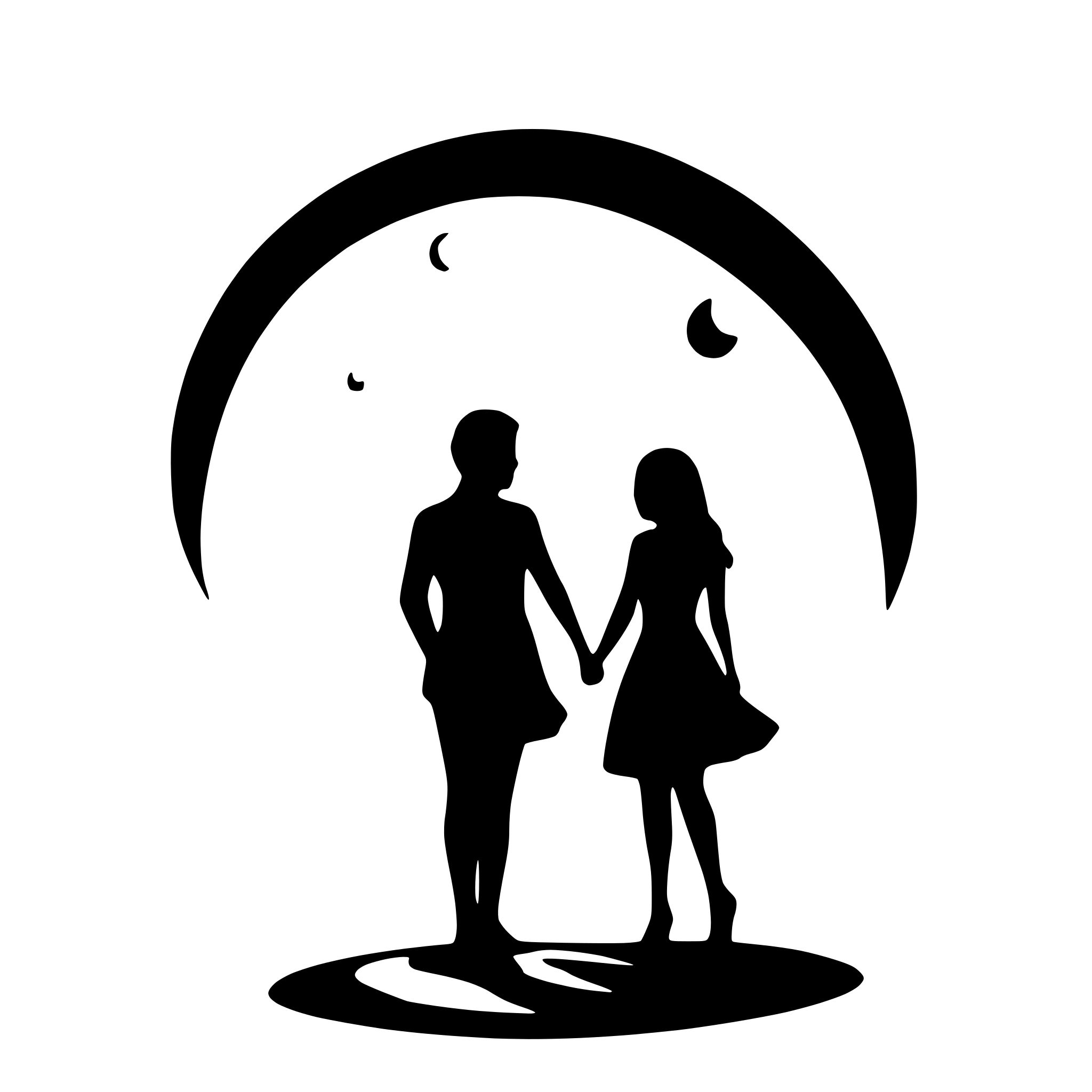 AI-generated SVG of 'A ROMANTIC BLACK AND WHITE IMAGE OF THE SILHOUETTES OF TWO LOVERS WITH THE MOON IN THE BACKGROUND.'
