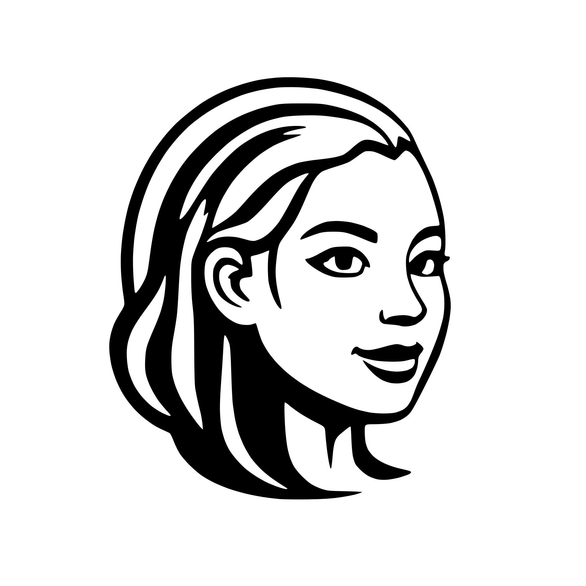 AI-generated SVG of a A logo for a company that is an arc, the right side of an arc is the profile outline of a face