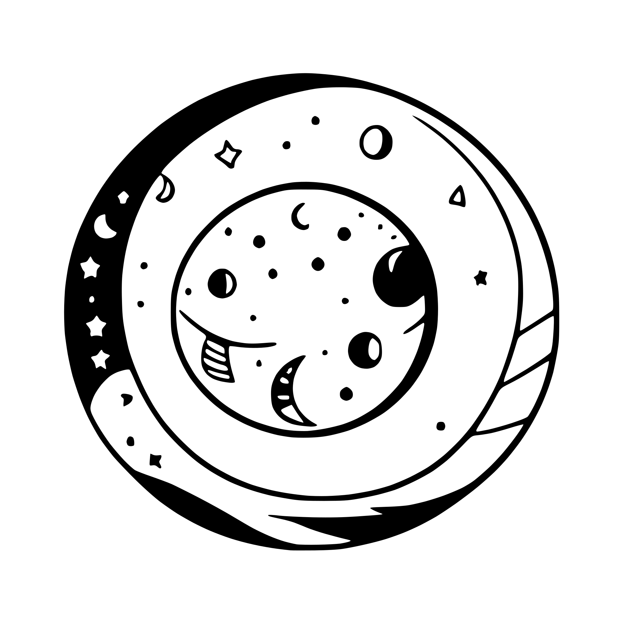 AI-generated SVG of a moon phases with stars