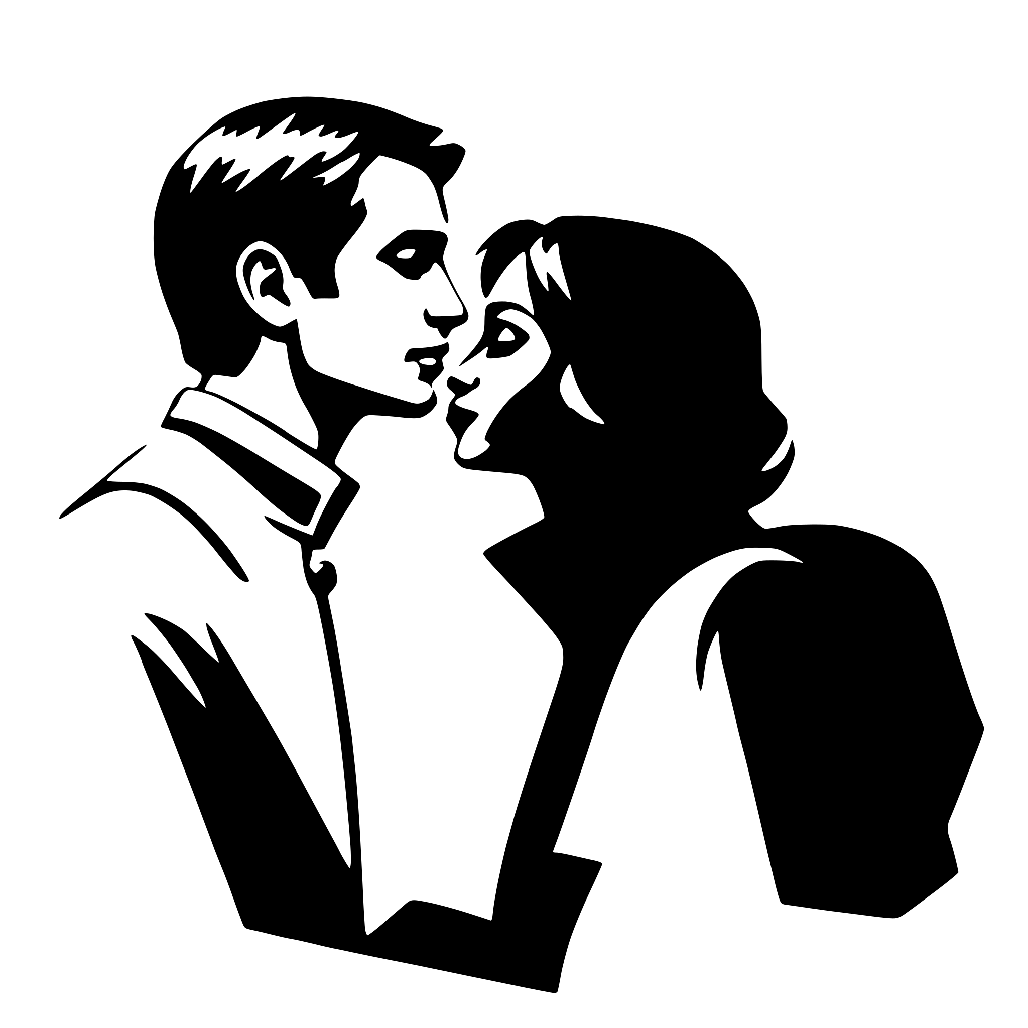 AI-generated SVG of 'silhouetted couple kissing'