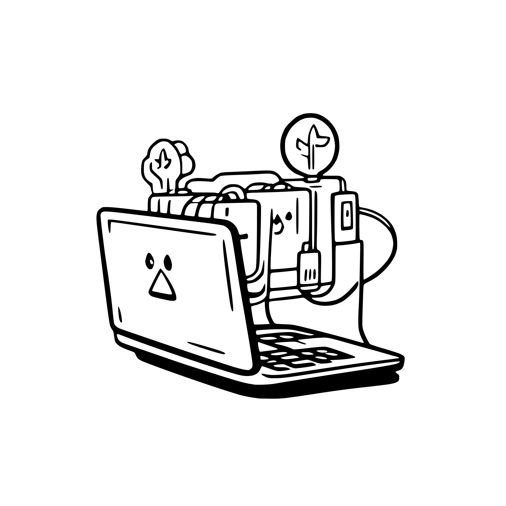 AI-generated SVG of a a laptop connecting to multiple servers through load balancing