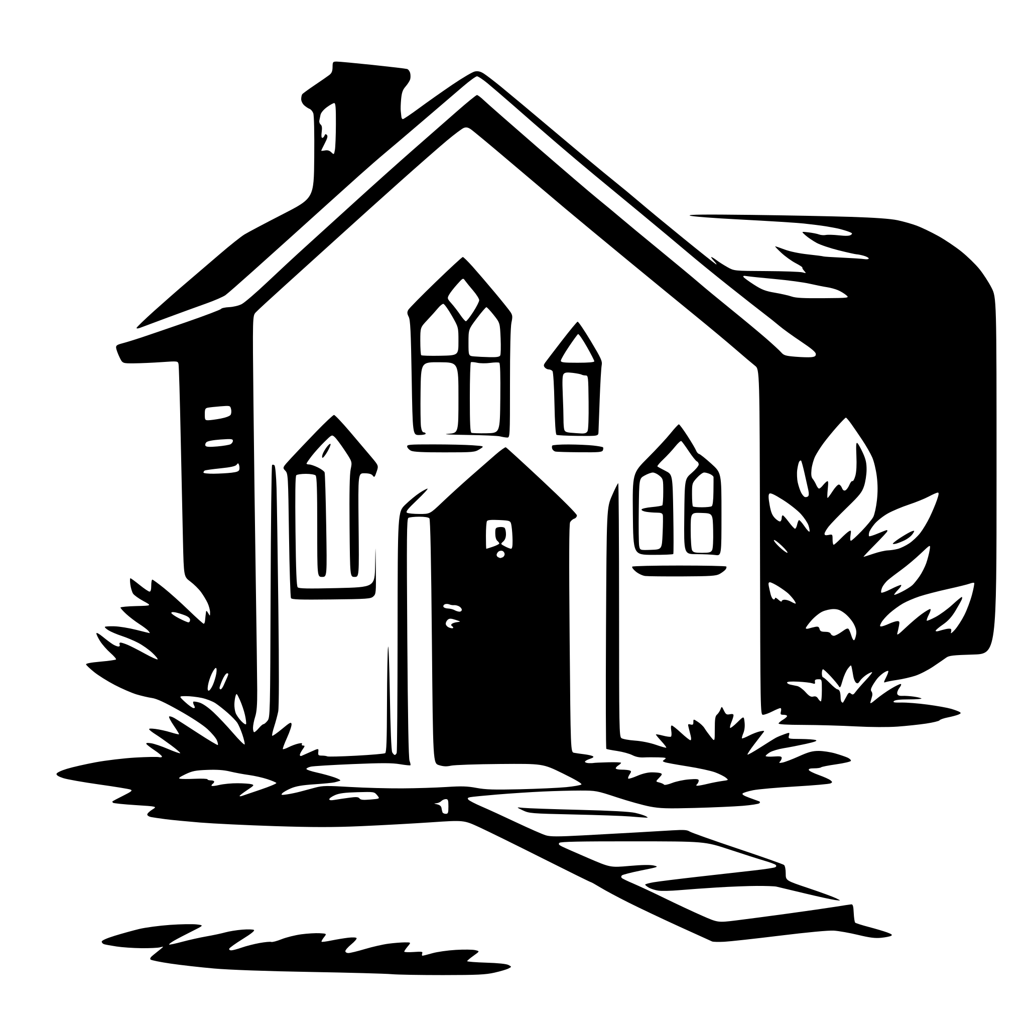 AI-generated SVG of 'a house with a front door animated to be drawn from the ground up starting with the walls then door and finally a roof'