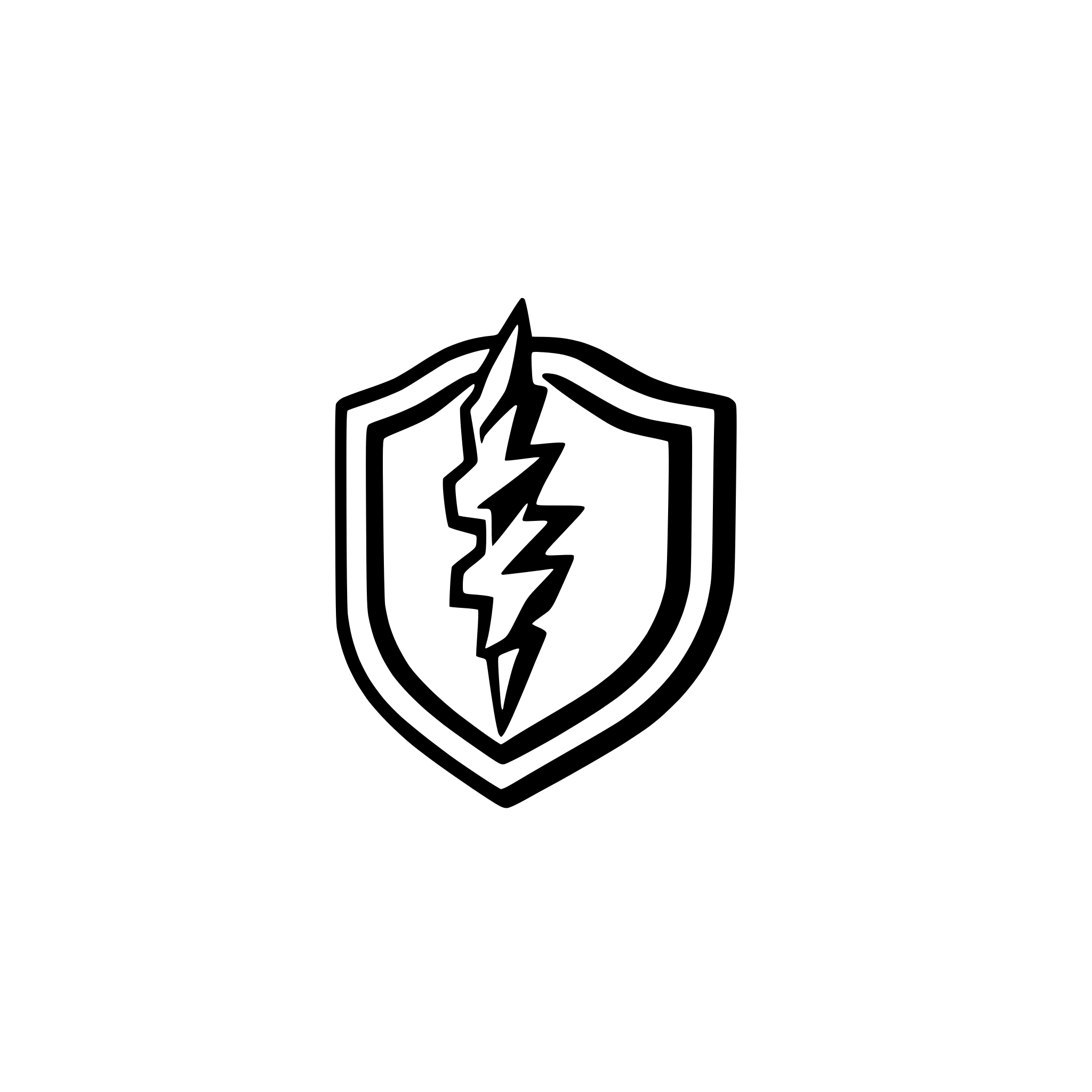 AI-generated SVG of a Outline of a shield with a lightning bolt in the middle