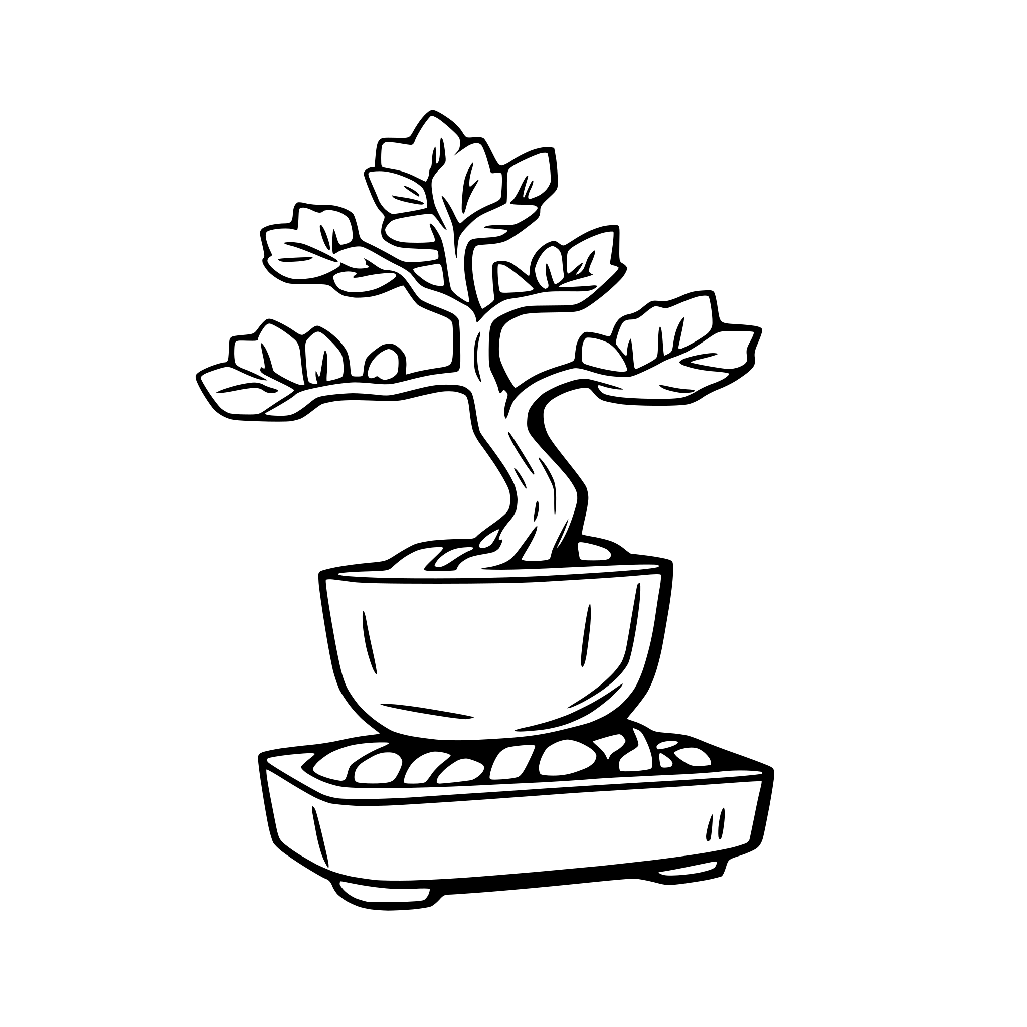 AI-generated SVG of 'bonsai tree with rocks'