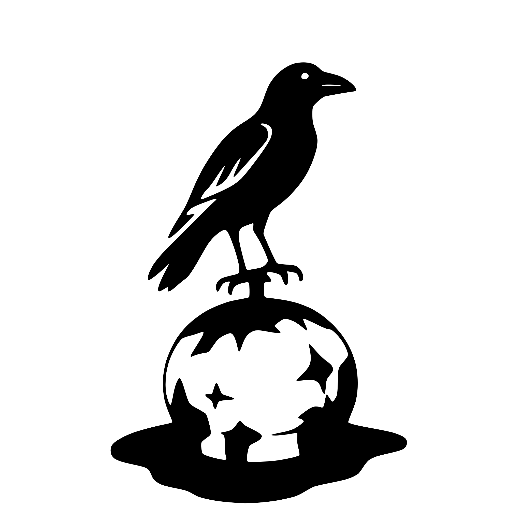 AI-generated SVG of a crow perched on a skull