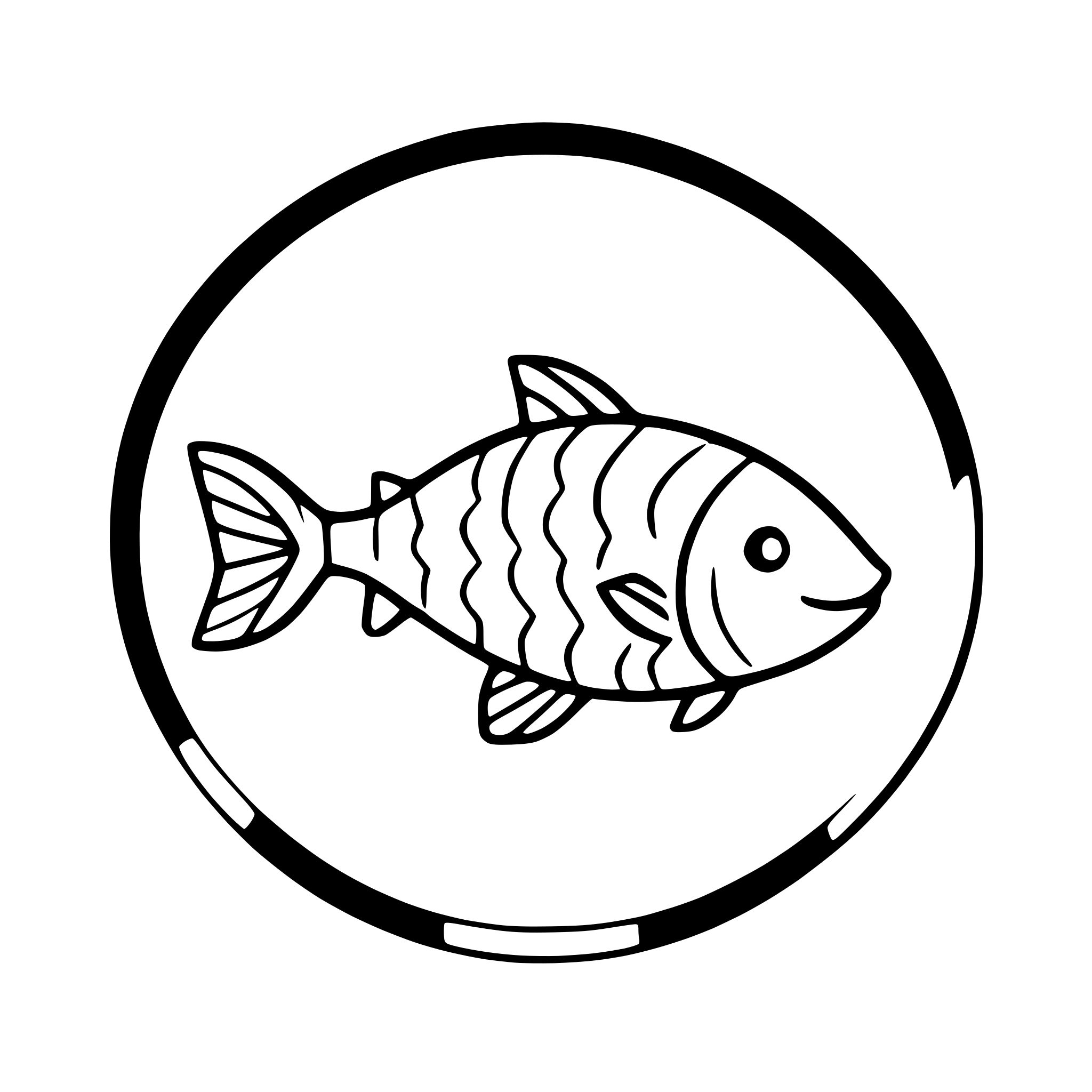 AI-generated SVG of a fish swimming in circular pattern