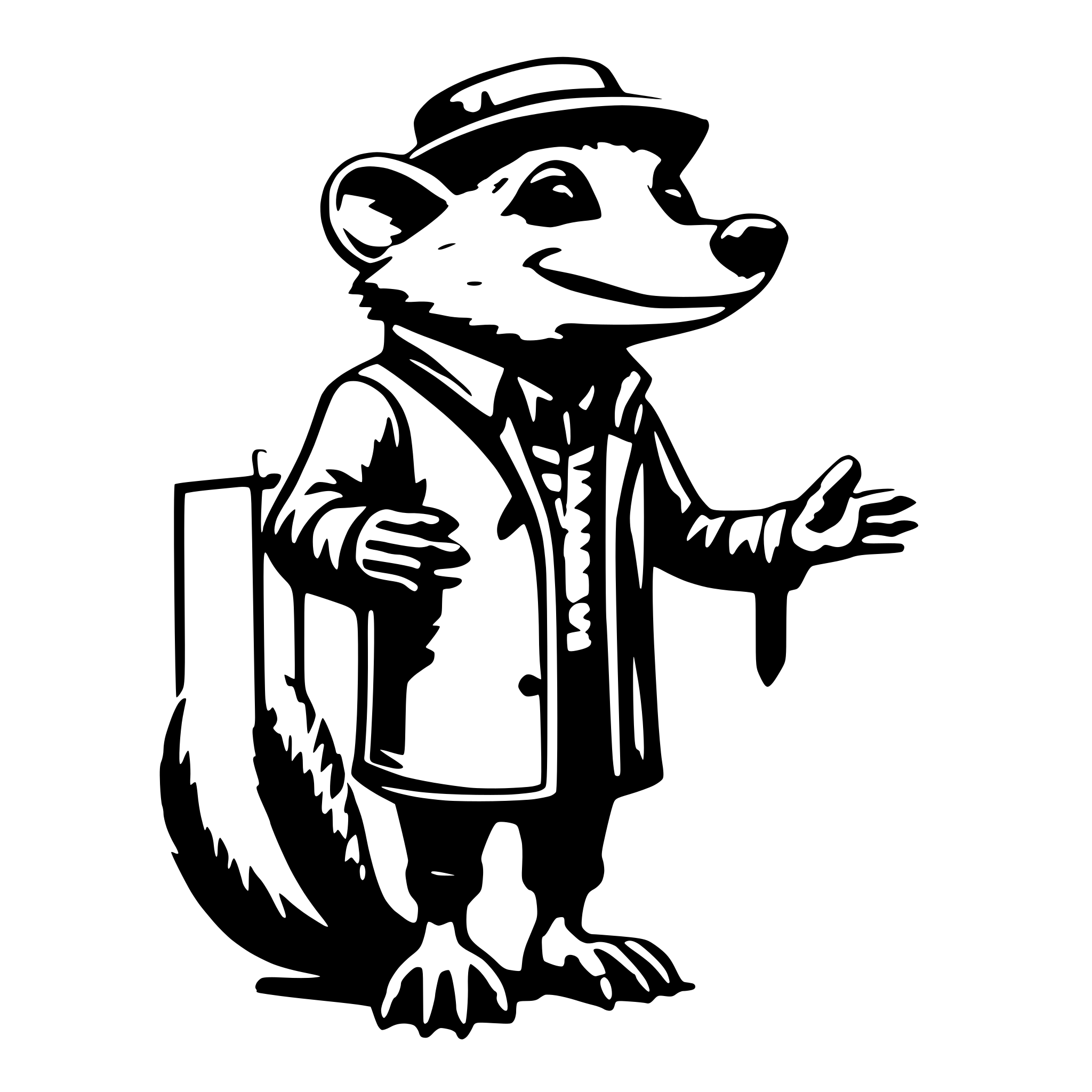 AI-generated SVG of a 3d animated cartoon of a opossum street preacher