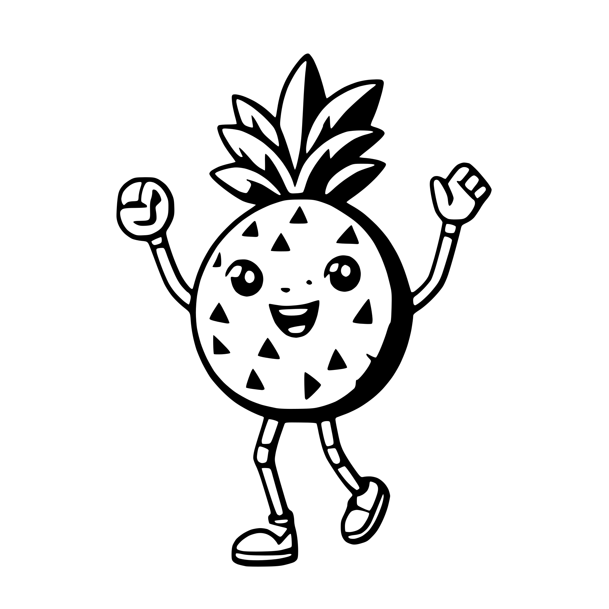 AI-generated SVG of 'a dancing pineapple surrounded by musical notes'