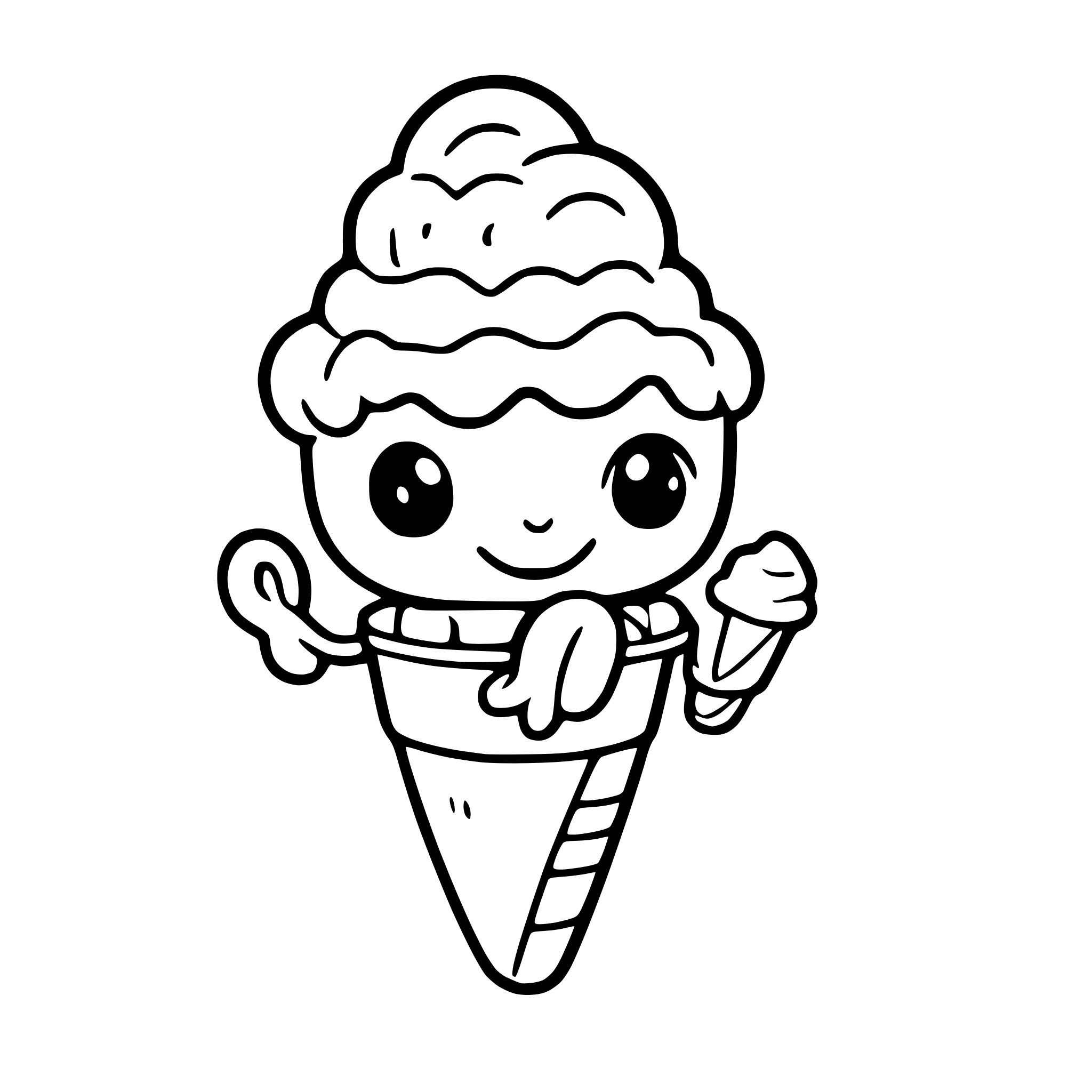 AI-generated SVG of a a cheerful octopus holding ice cream cones in each tentacle AI-generated SVG of a a cheerful octopus holding ice cream cones in each tentacle