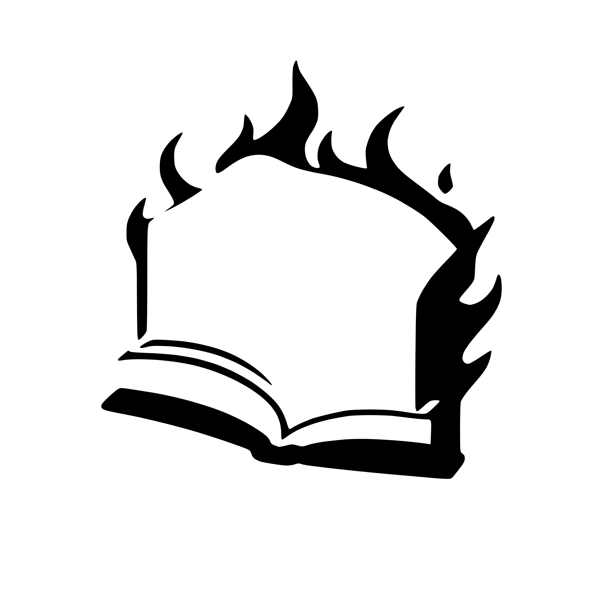 AI-generated SVG of 'flame inside open book'