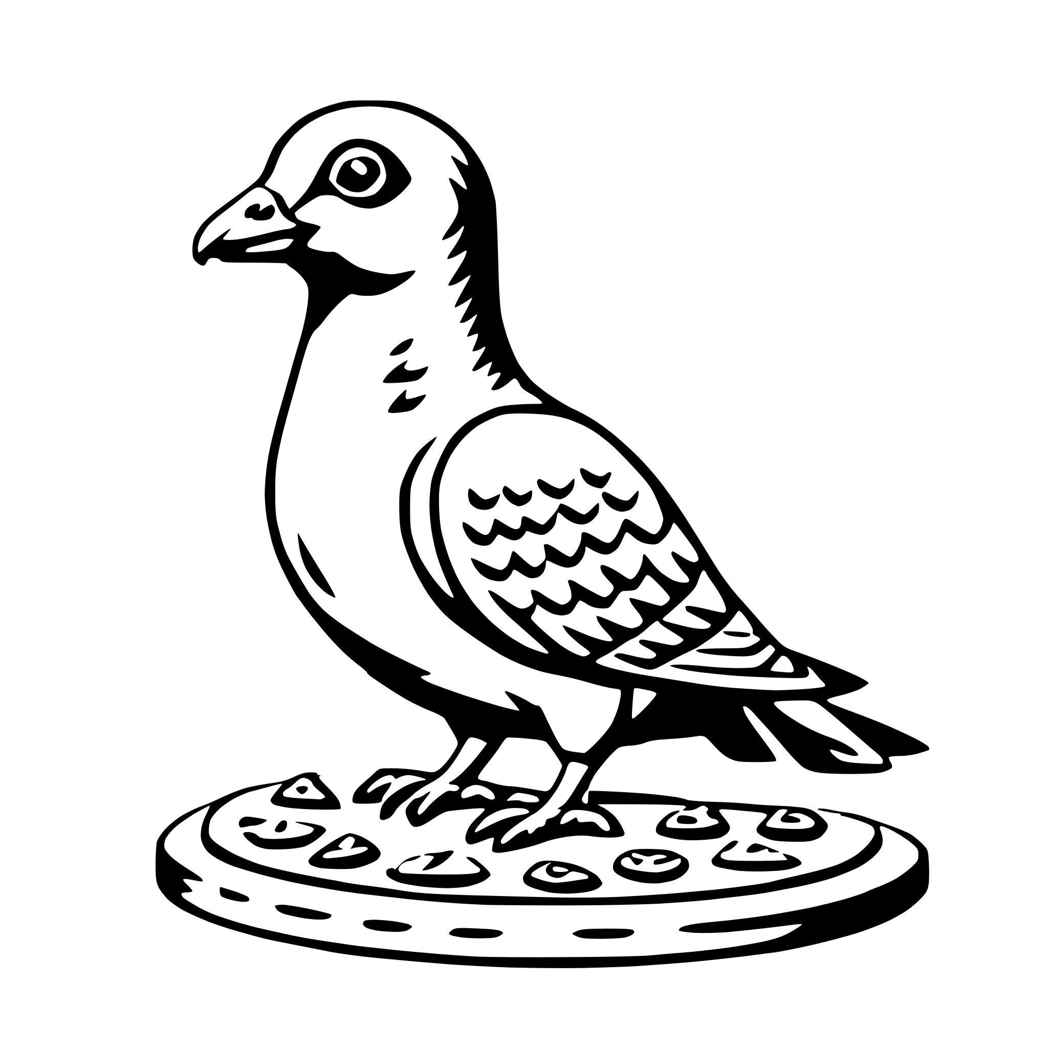 AI-generated SVG of 'pigeon with pizza'