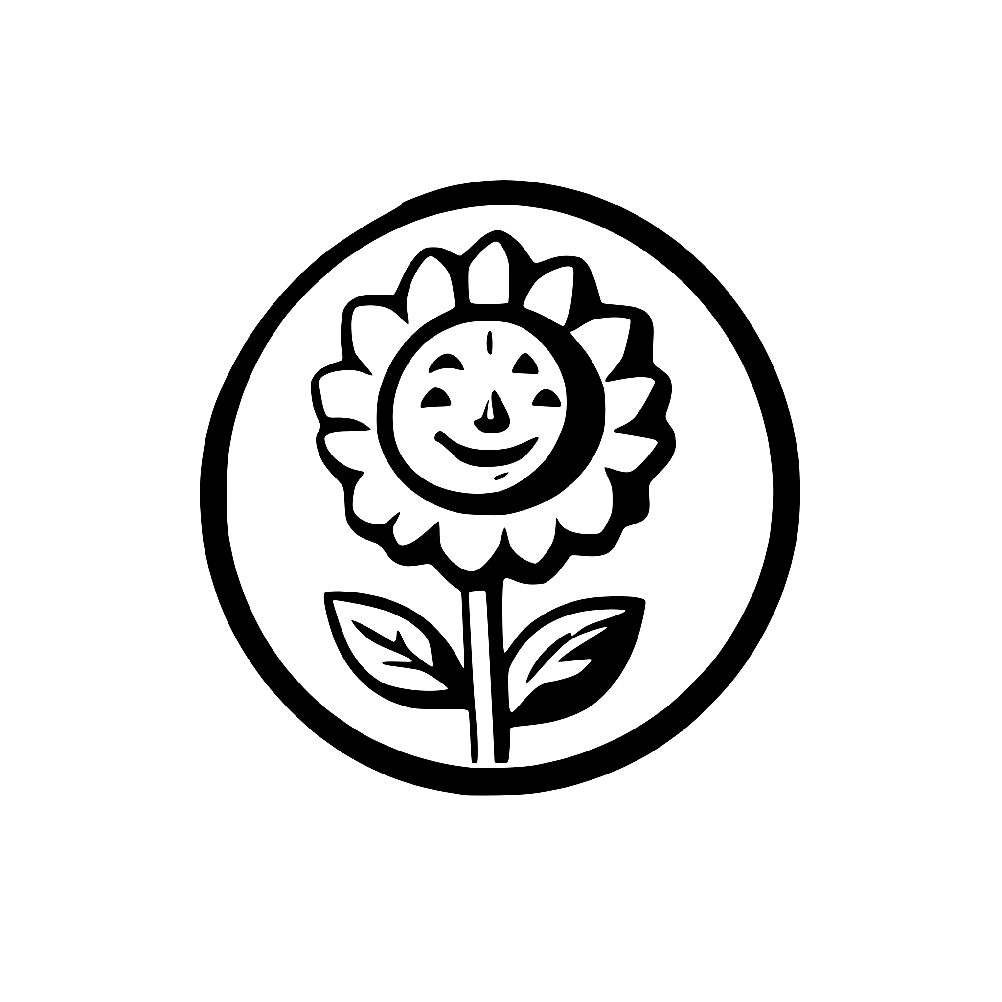 AI-generated SVG of a A single sunflower with a friendly, curved smile on its face-like center.