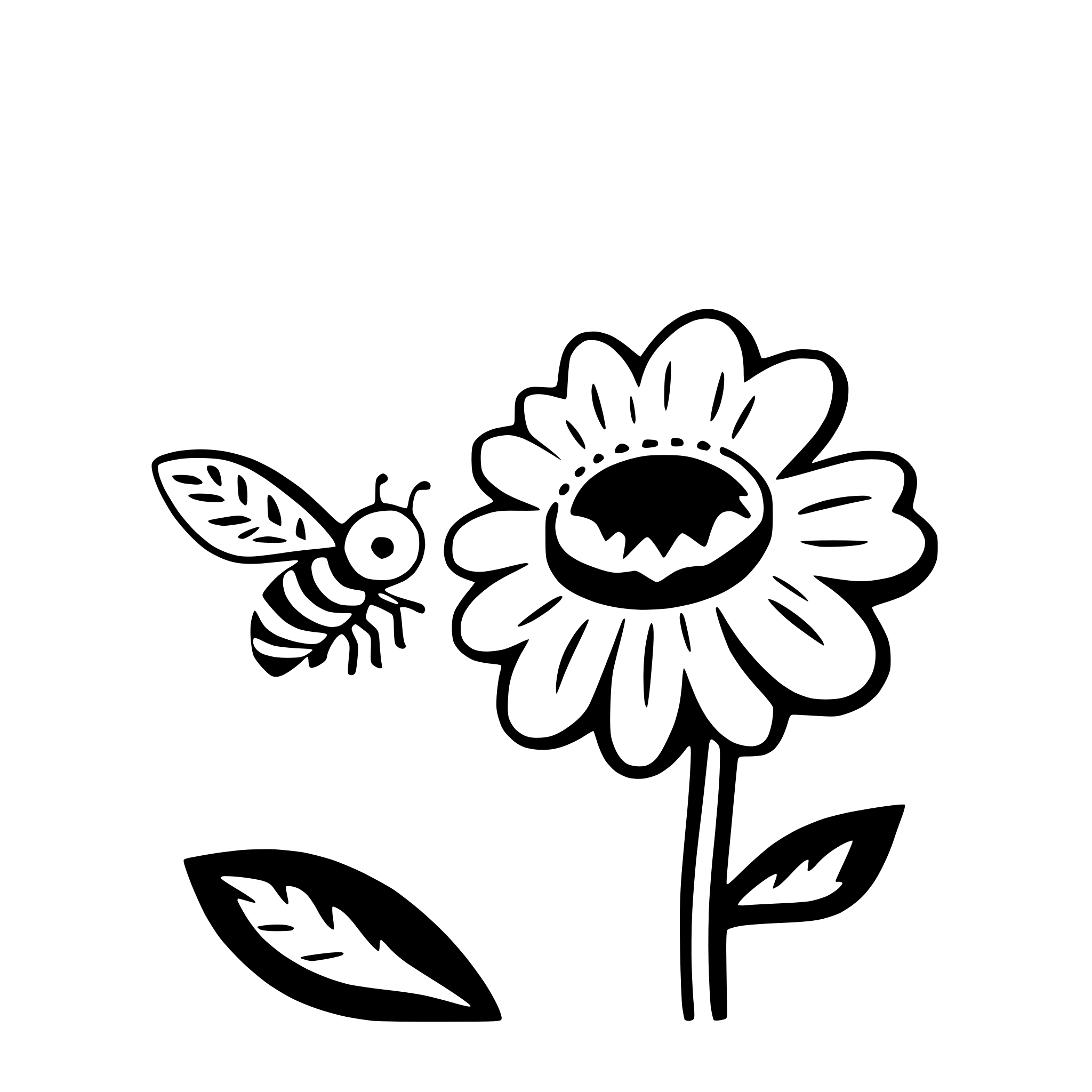 AI-generated SVG of 'bee flying over sunflowers'