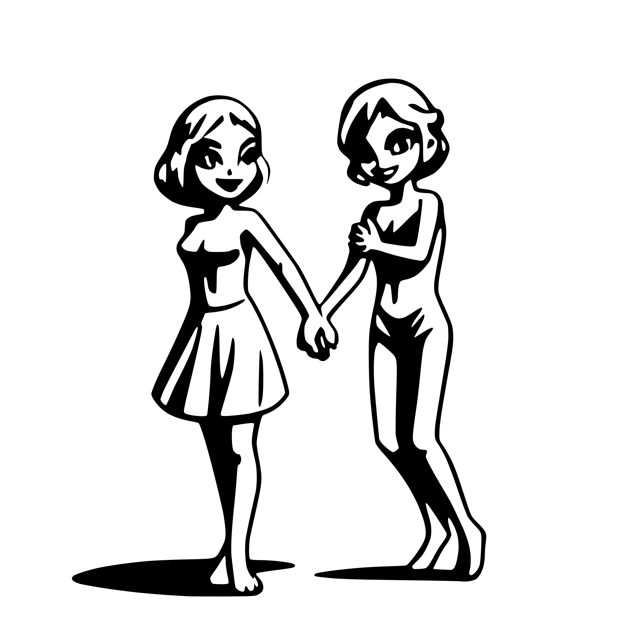 AI-generated SVG of a a naked couple dancing with holding hand