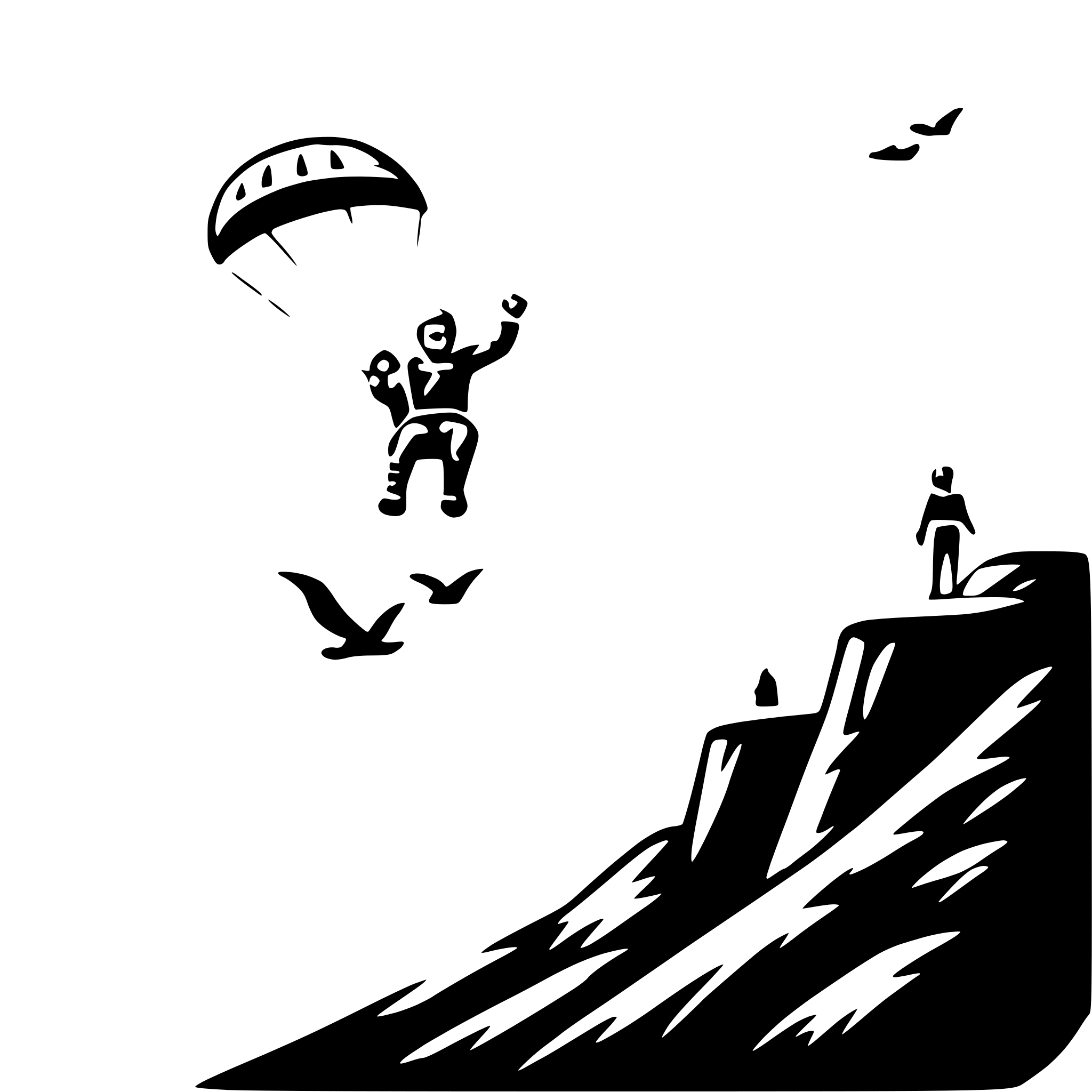 AI-generated SVG of a paragliding over cliffs