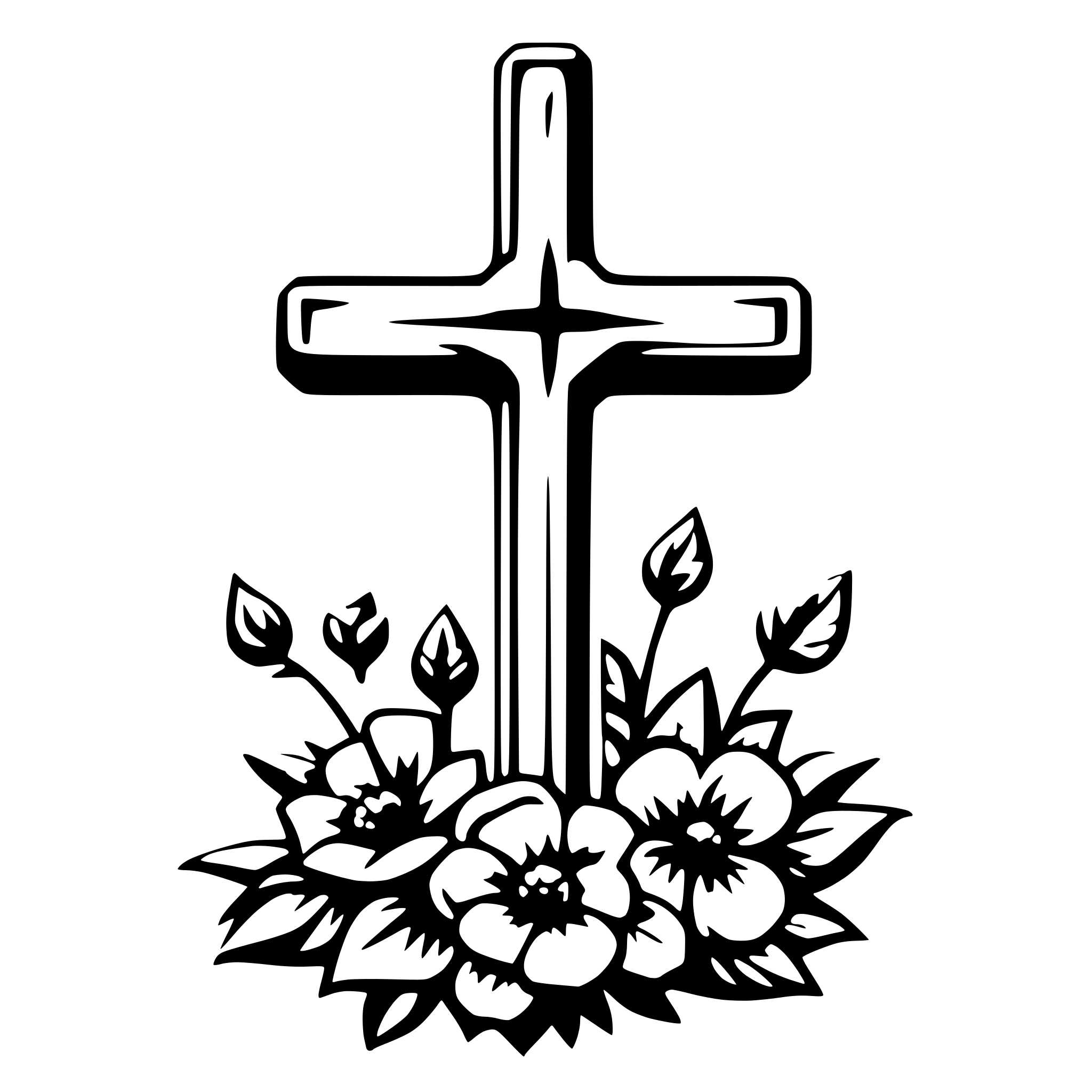 AI-generated SVG of a cross with flowers
