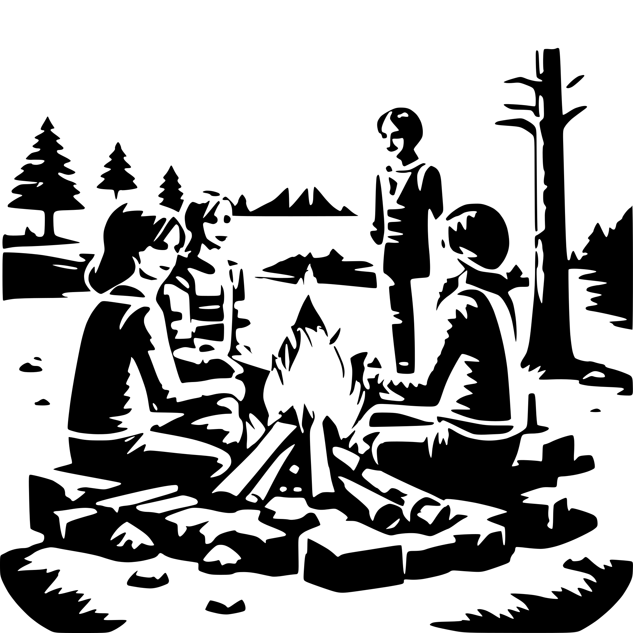 AI-generated SVG of 'a bunch of people around a campfire'