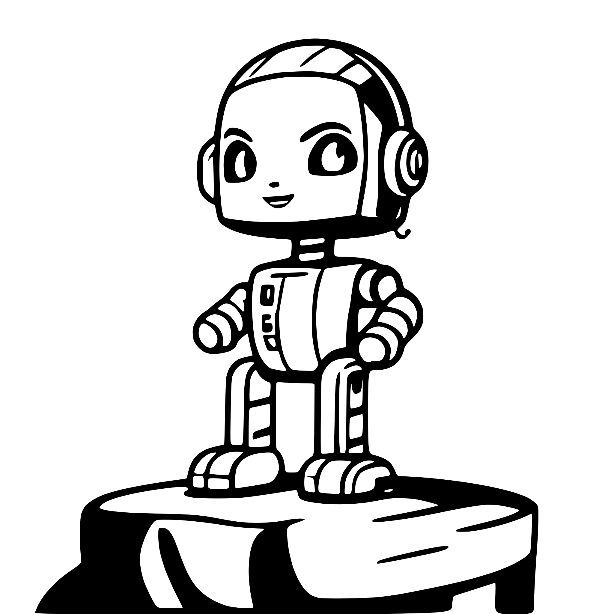 AI-generated SVG of a Robot sitting on an island