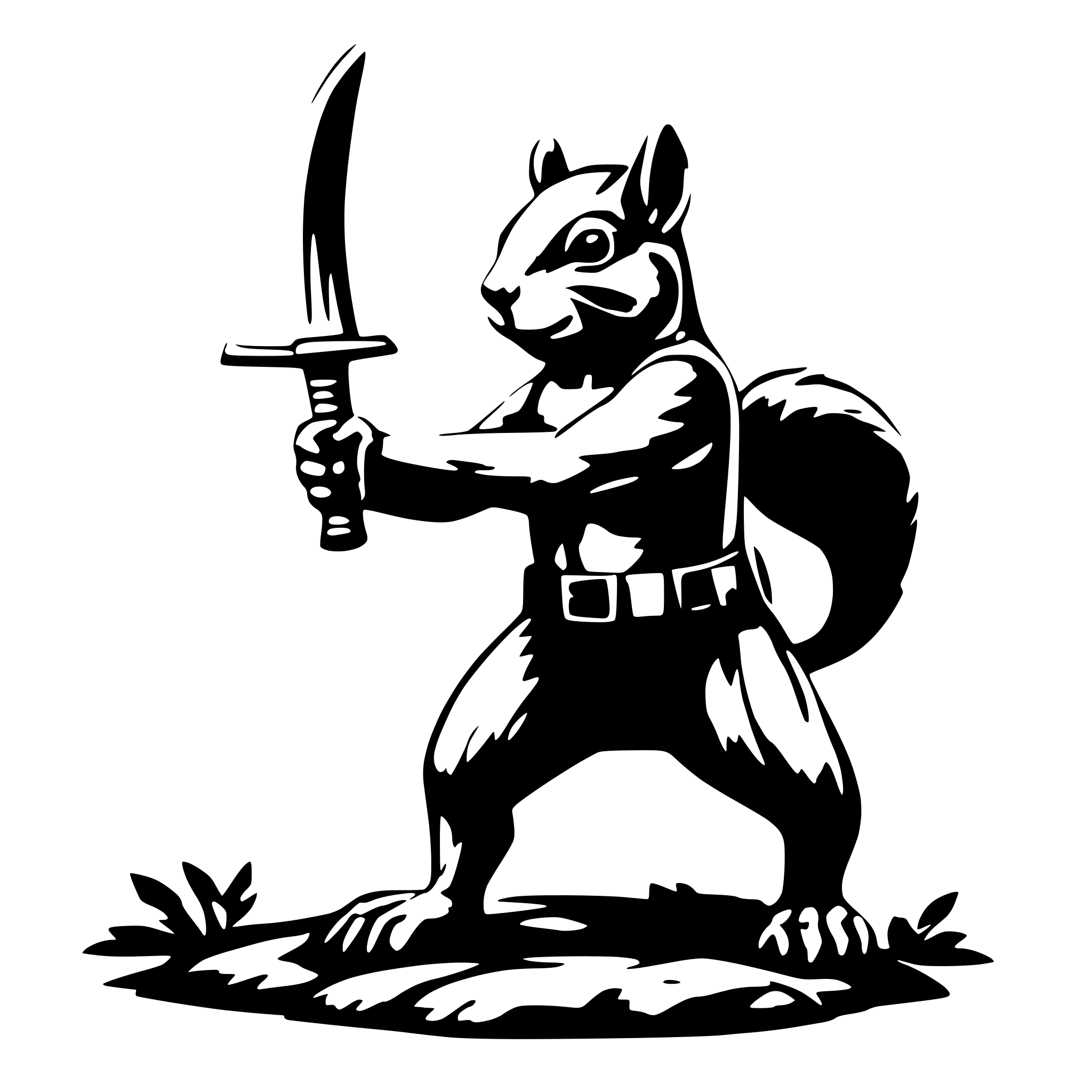 AI-generated SVG of 'Battle ready Squirrel with Axe'