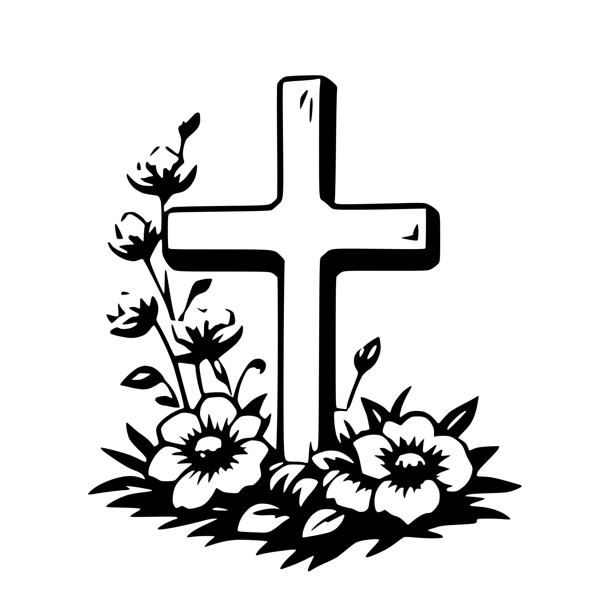 AI-generated SVG of 'cross with flowers'