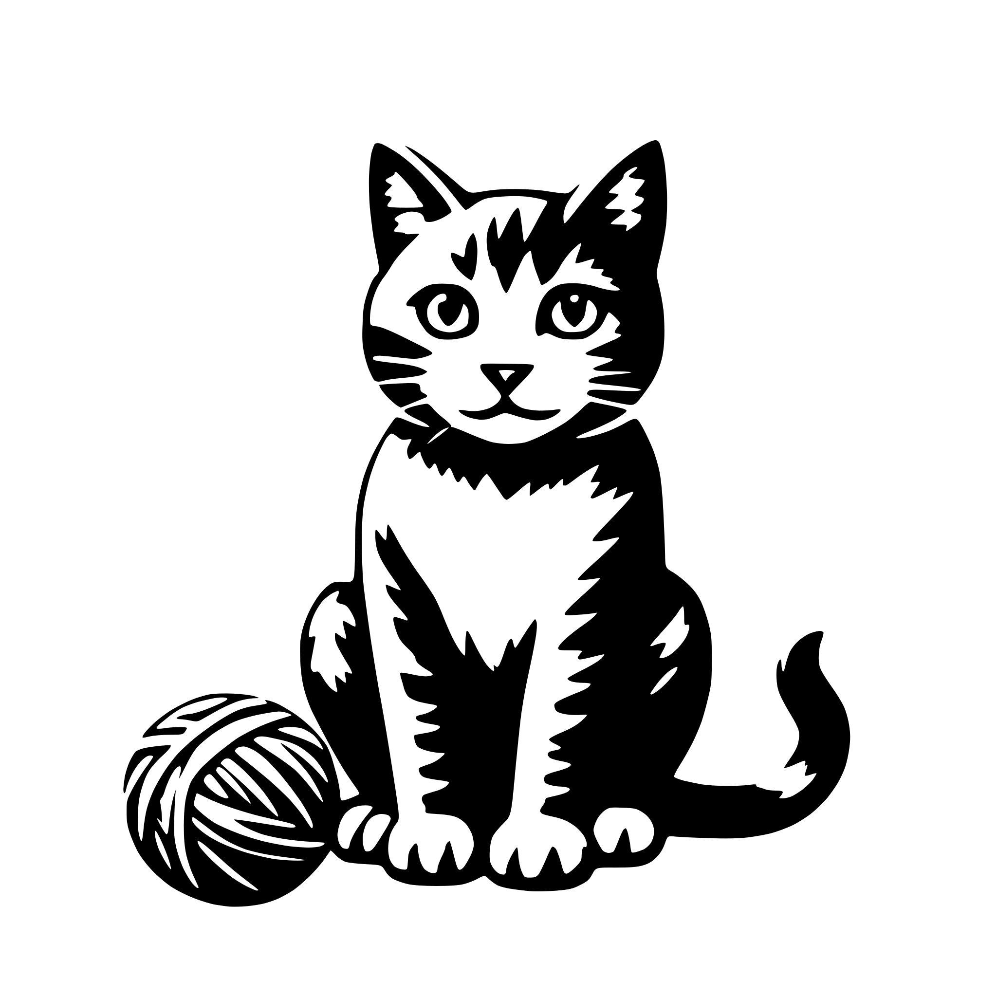 AI-generated SVG of a cat and yarn ball