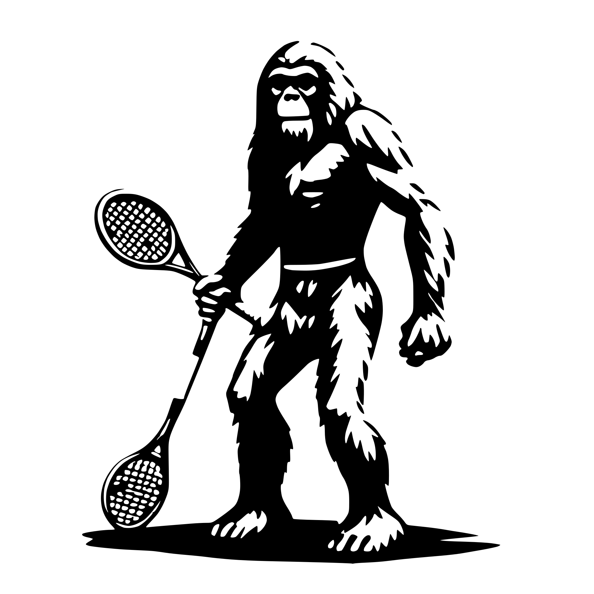 AI-generated SVG of a Sasquatch with tennis racket