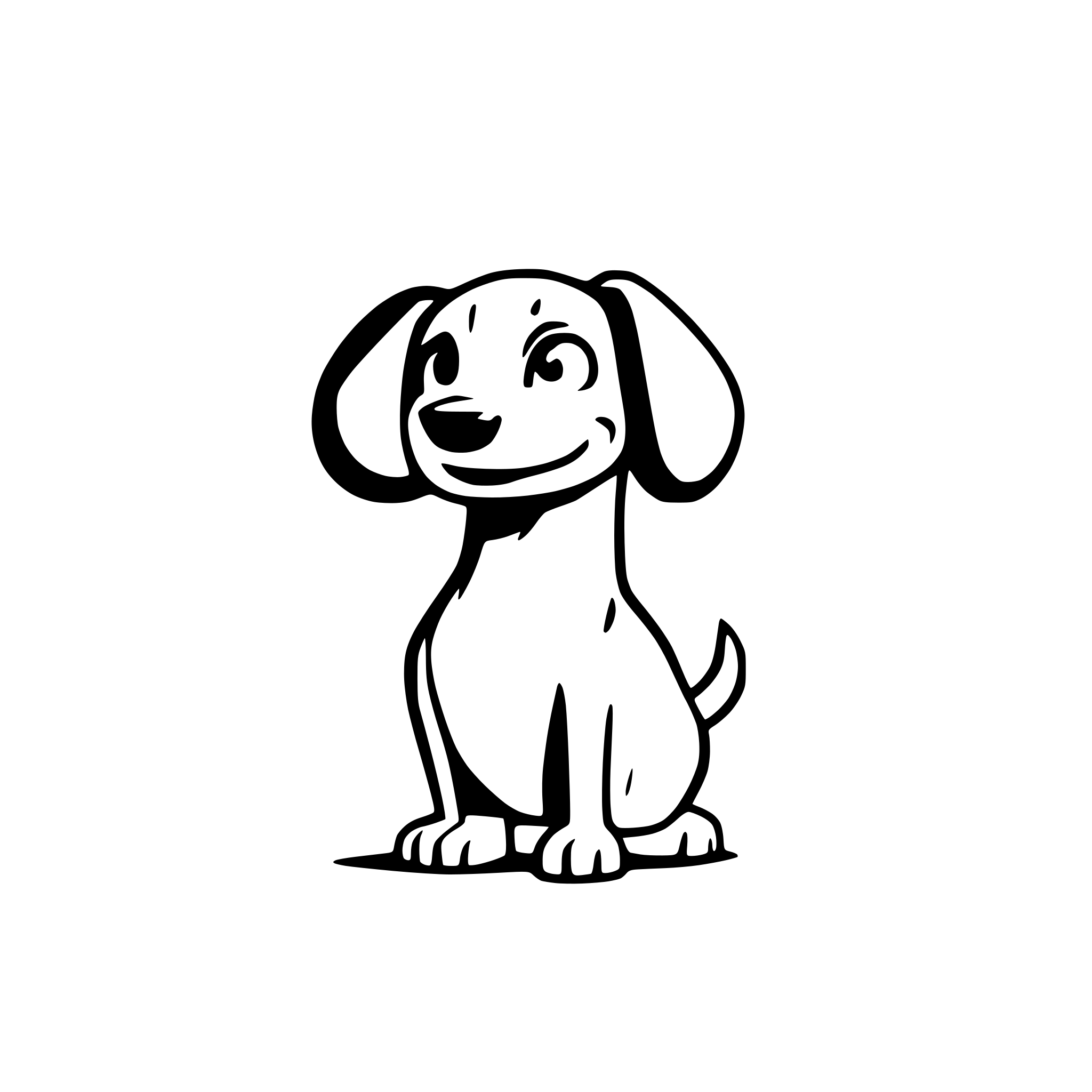 AI-generated SVG of a SMILING DASCHUND SIDE LOOKING