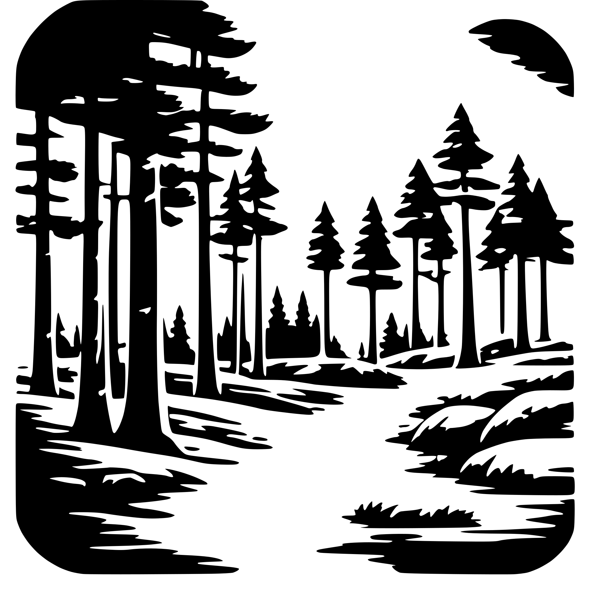 AI-generated SVG of a forest scene, pines, many needles