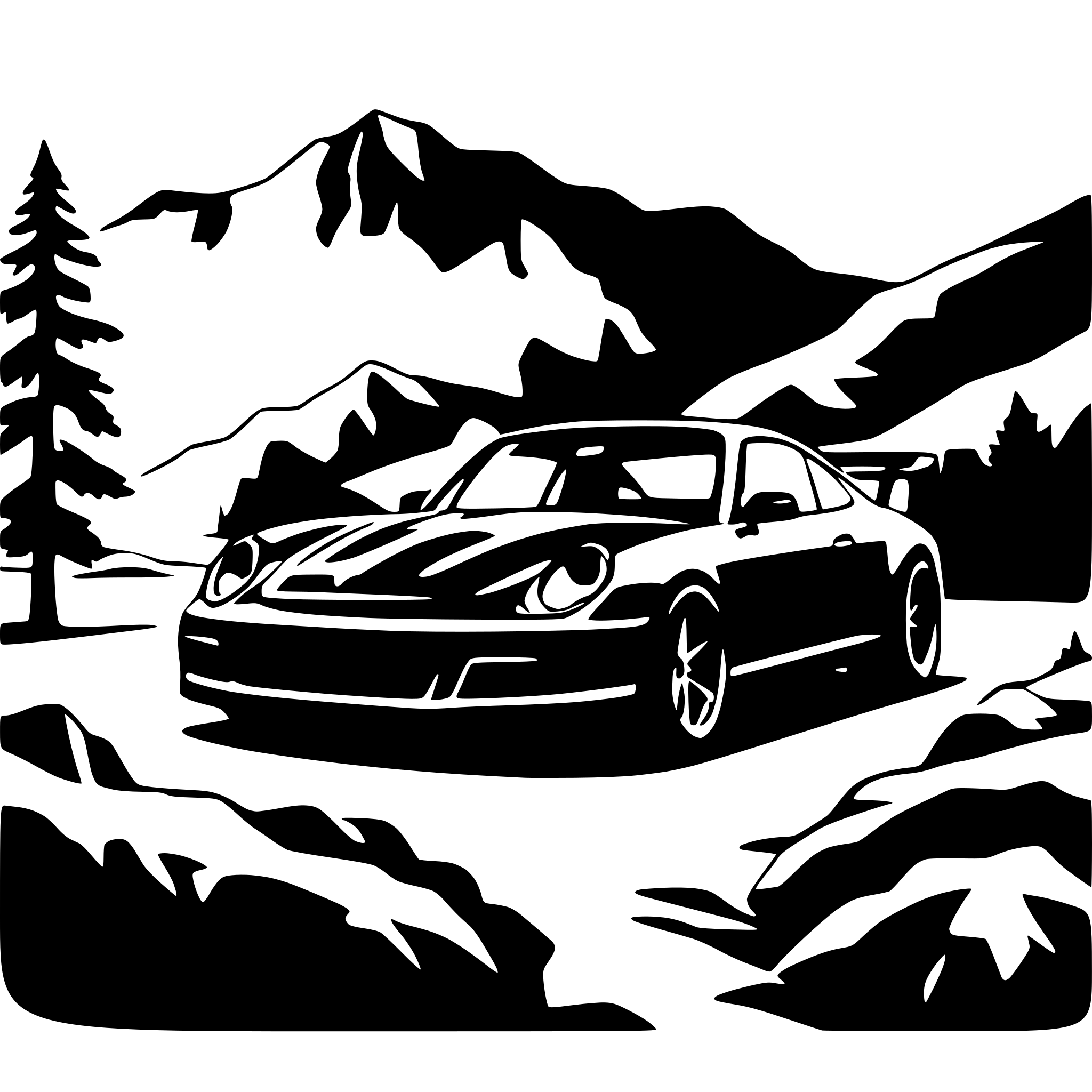 AI-generated SVG of a porsche 911 gt3 in moutains