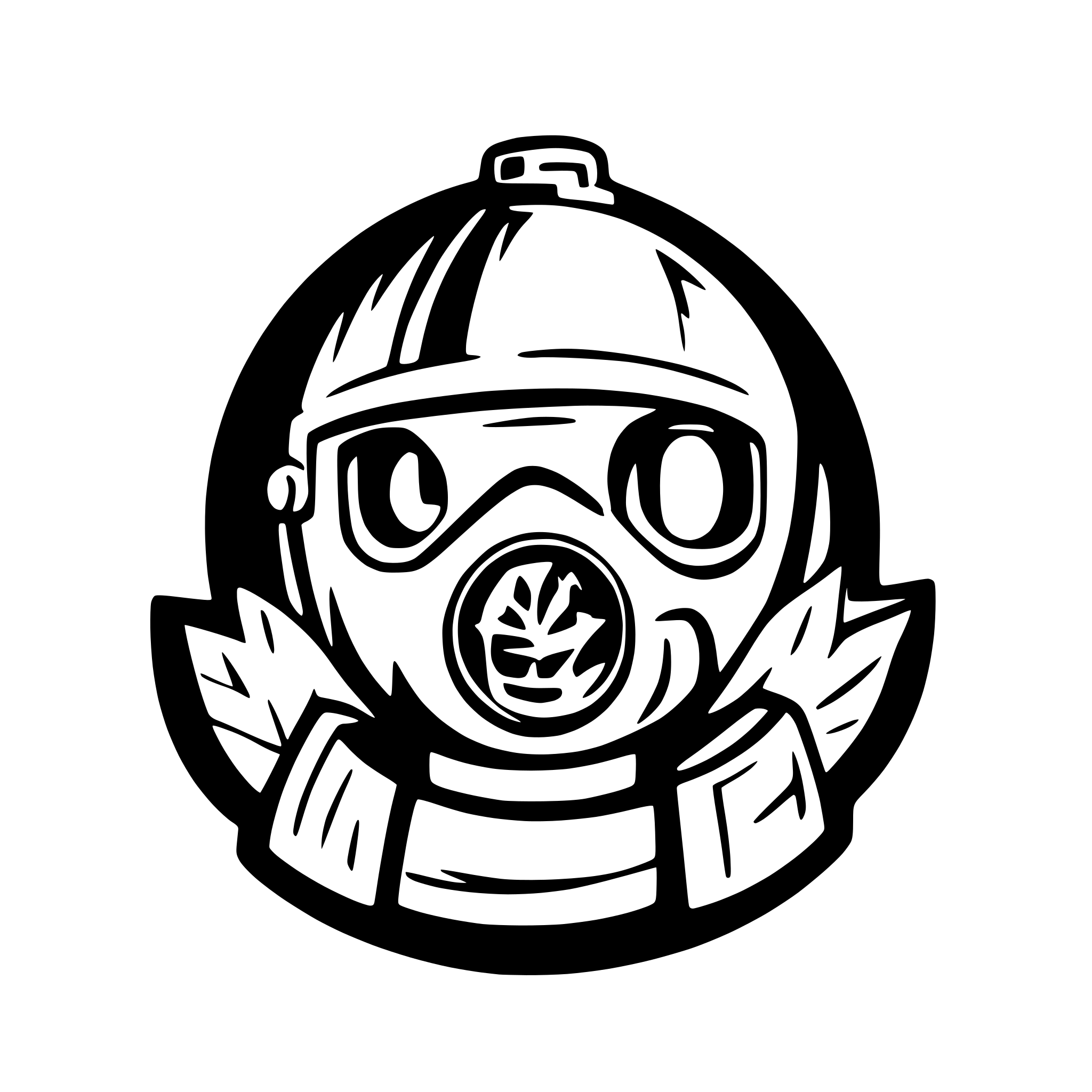AI-generated SVG of 'fish head with gas mask'