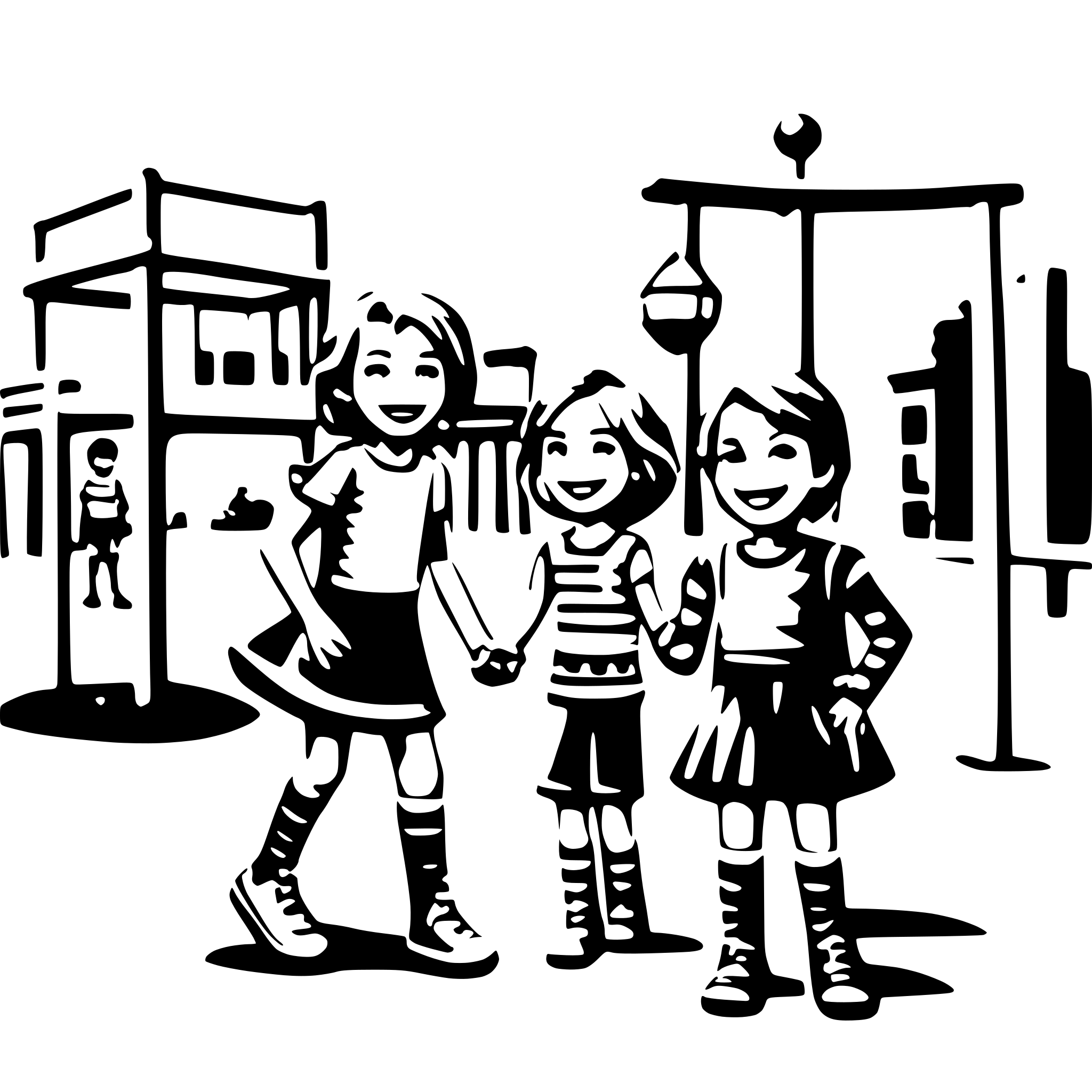 AI-generated SVG of a many children with smiling face paying on the playground