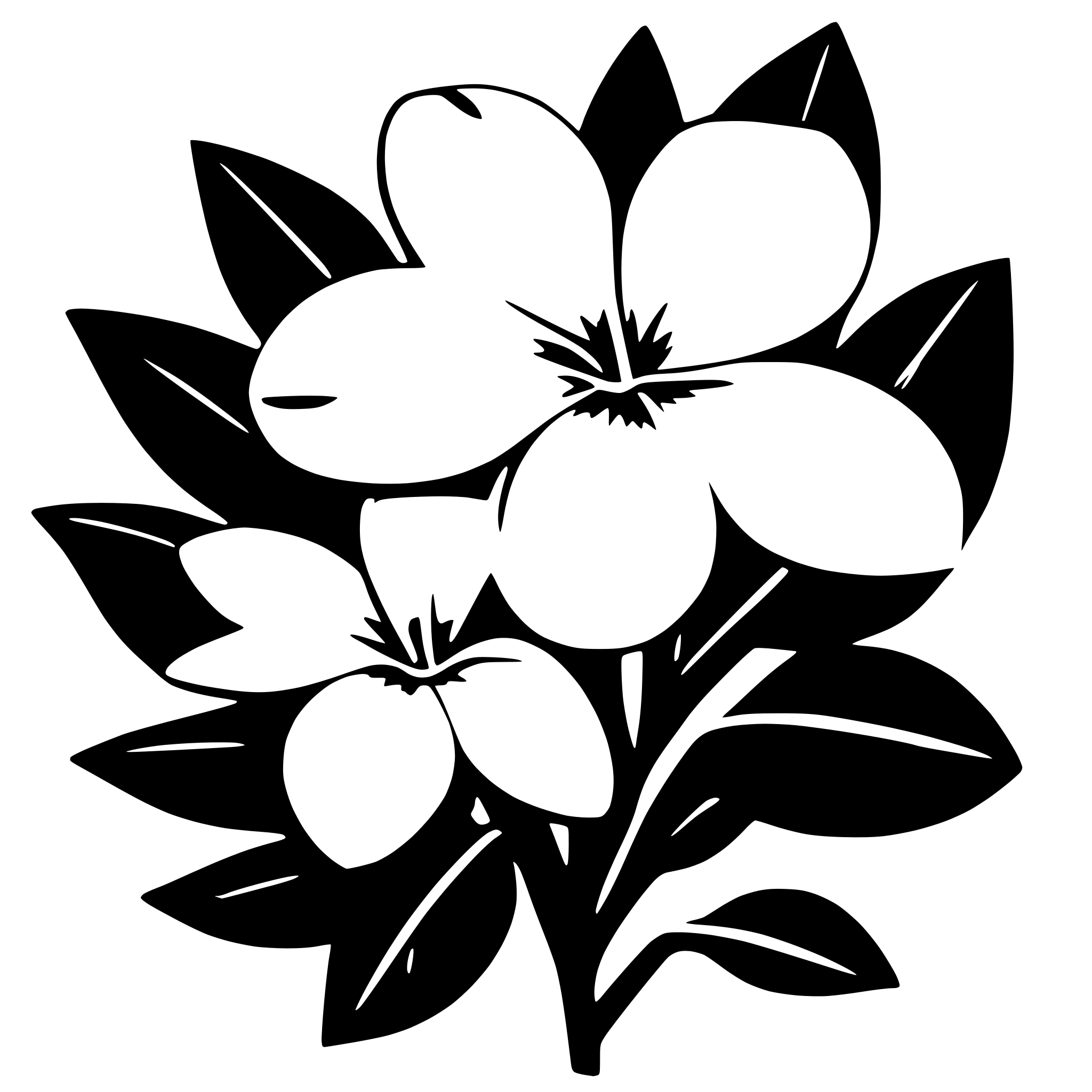AI-generated SVG of 'frangipani flower with little leaves'