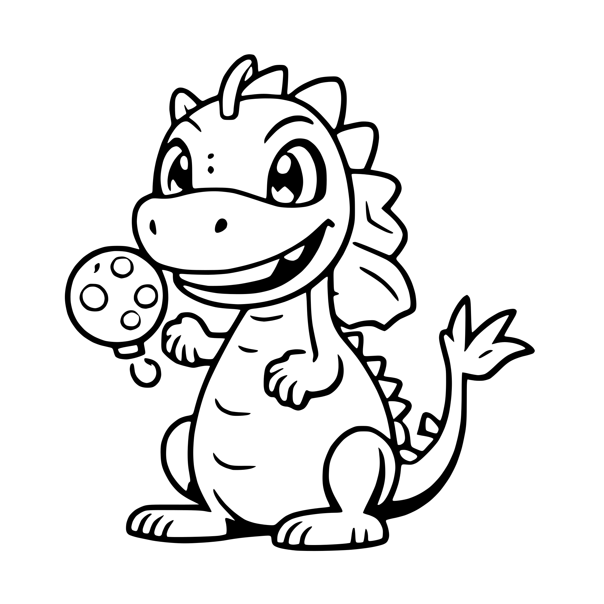 AI-generated SVG of a a friendly dragon blowing bubbles