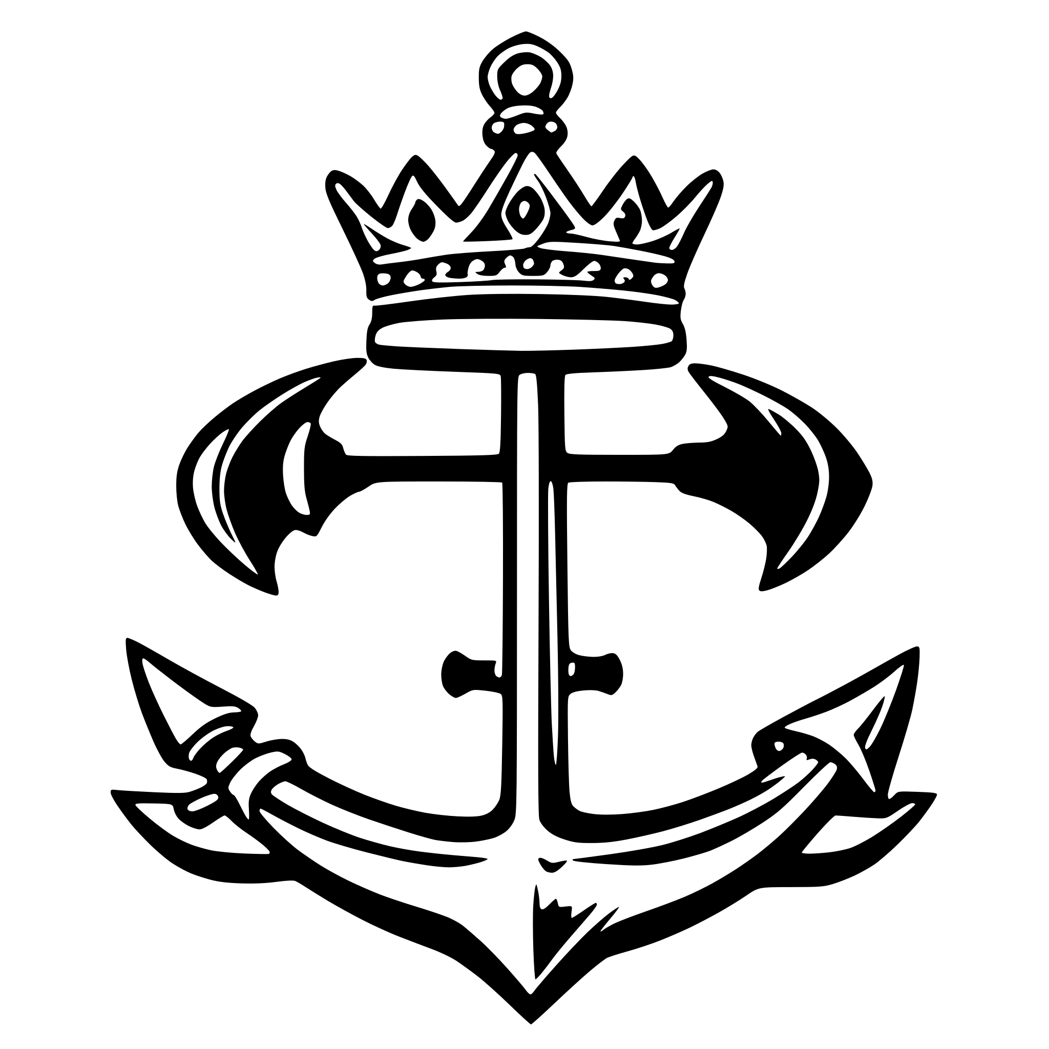 AI-generated SVG of a simple, rhinestone tiara with anchor,