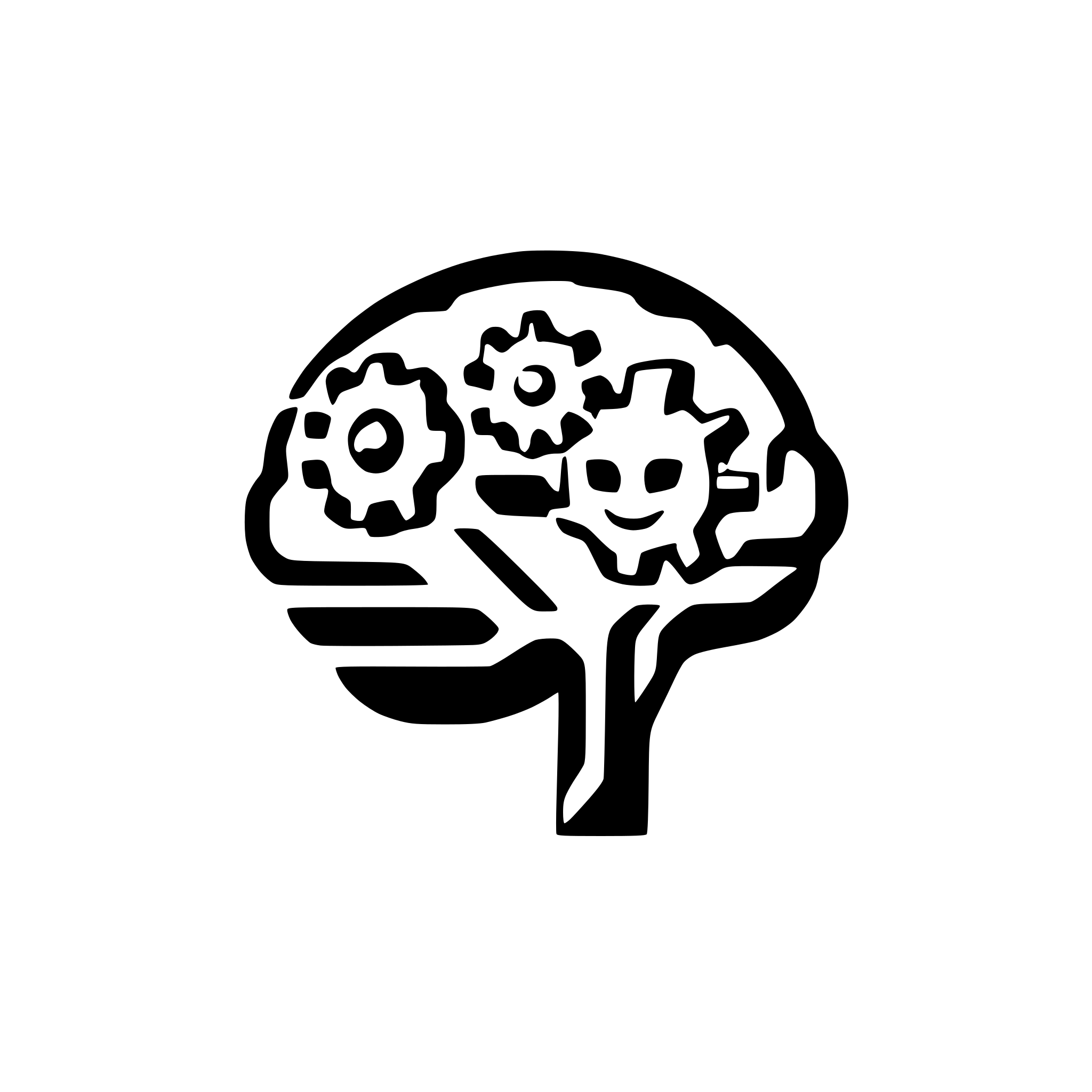 AI-generated SVG of a brain with gears inside, minimalist