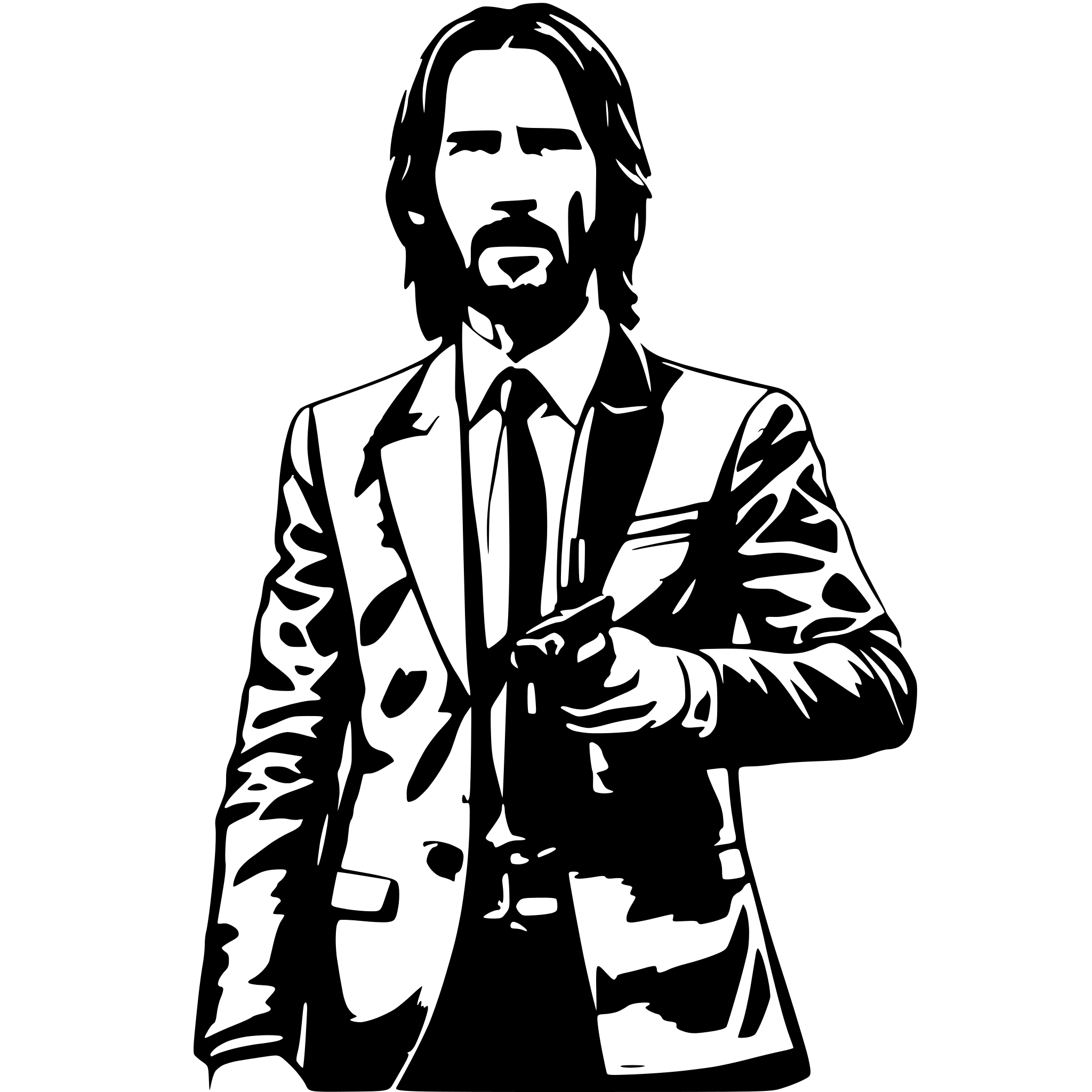 AI-generated SVG of a John wick hold a gun highly detailed