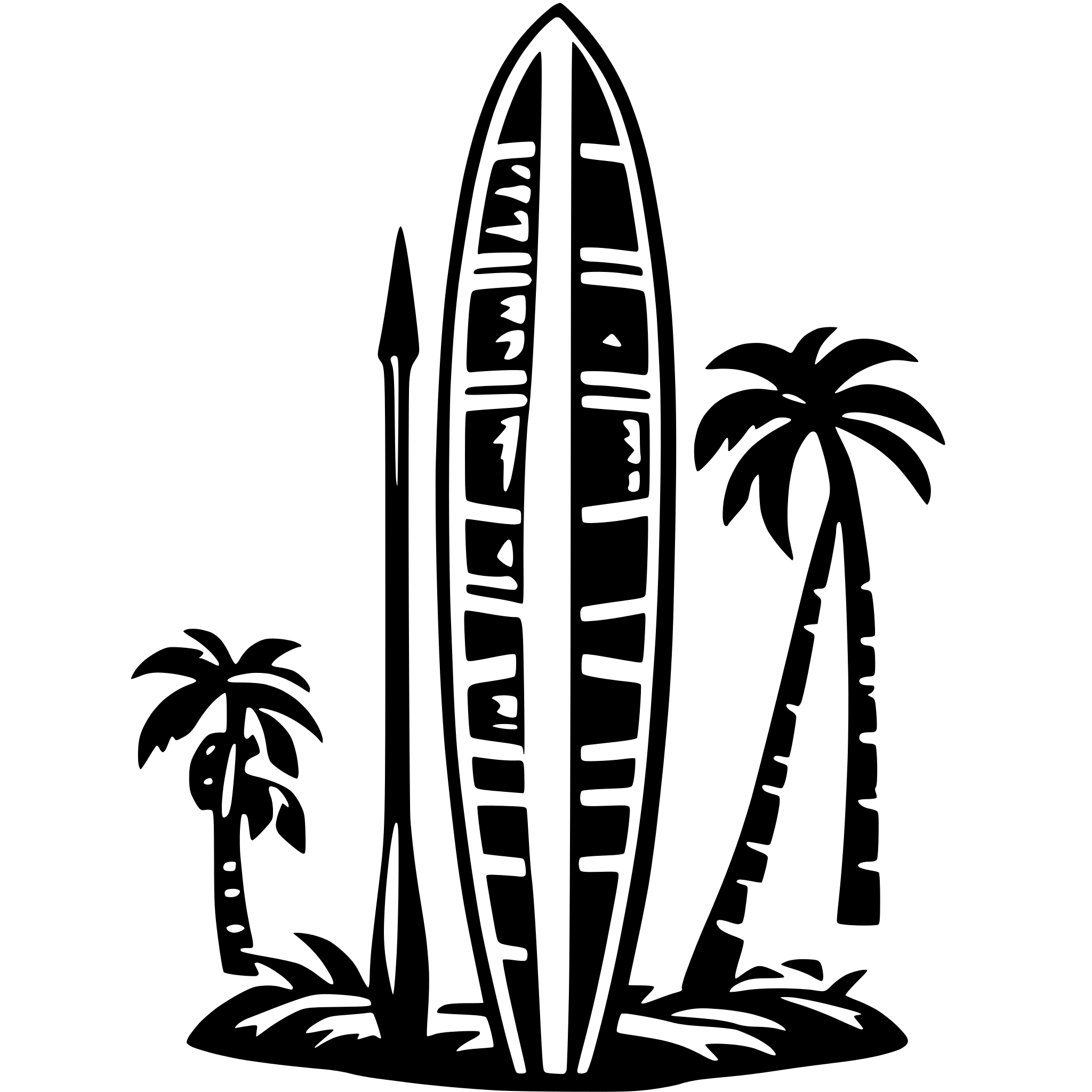 AI-generated SVG of a surfboard tiki
