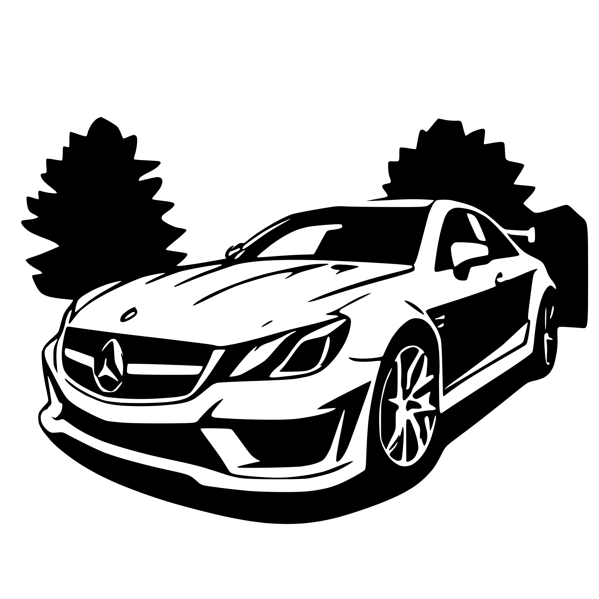 AI-generated SVG of a Mercedes C63 amg as a drawing to color in. Without Logos. With bodykit and Spoiler.