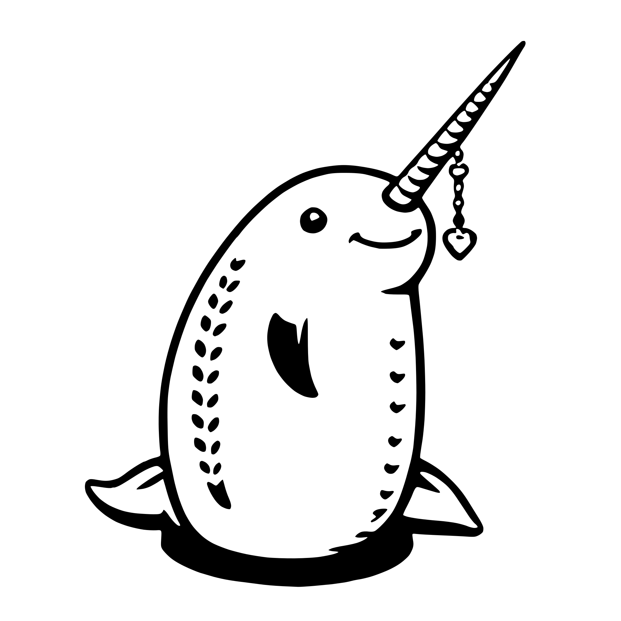 AI-generated SVG of a narwhal with necklace