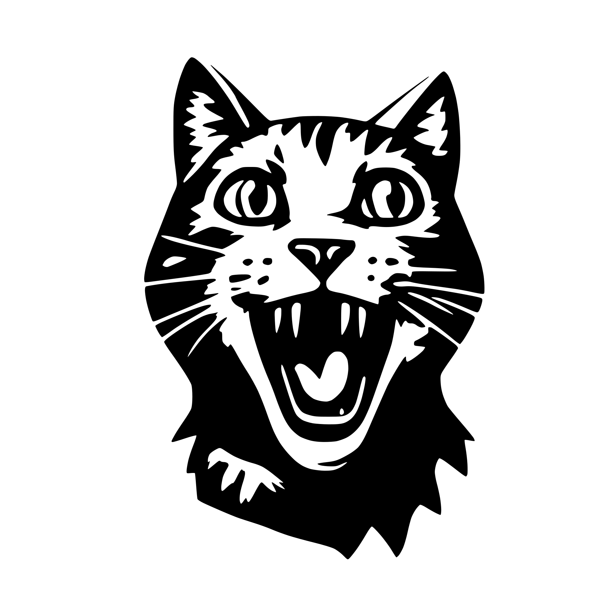 AI-generated SVG of a Cat mouth open in horror style