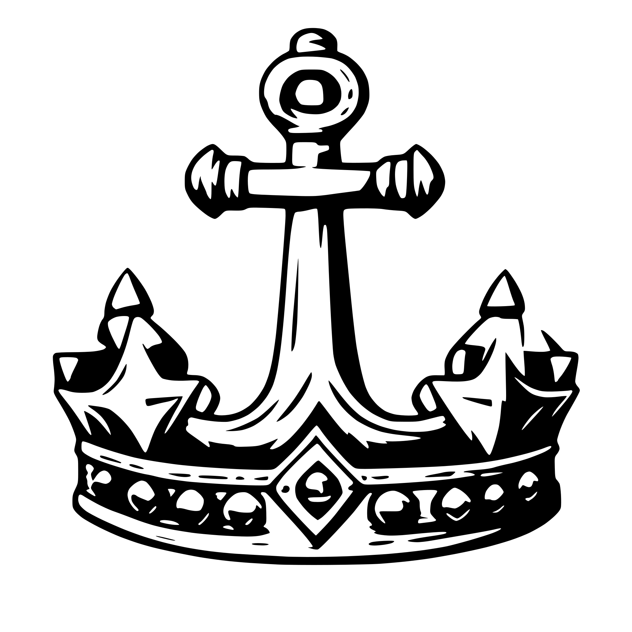 AI-generated SVG of 'rhinestone tiara with anchor'