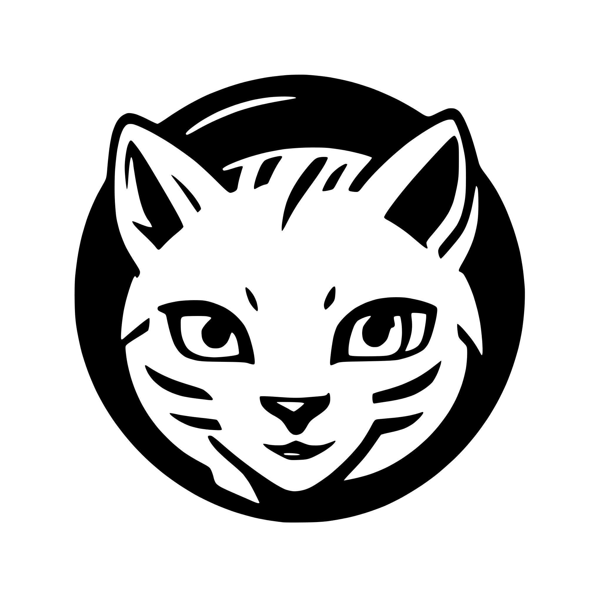 AI-generated SVG of 'A front-facing view of a jungle cat. The cat is black and has lynx-like ears.'