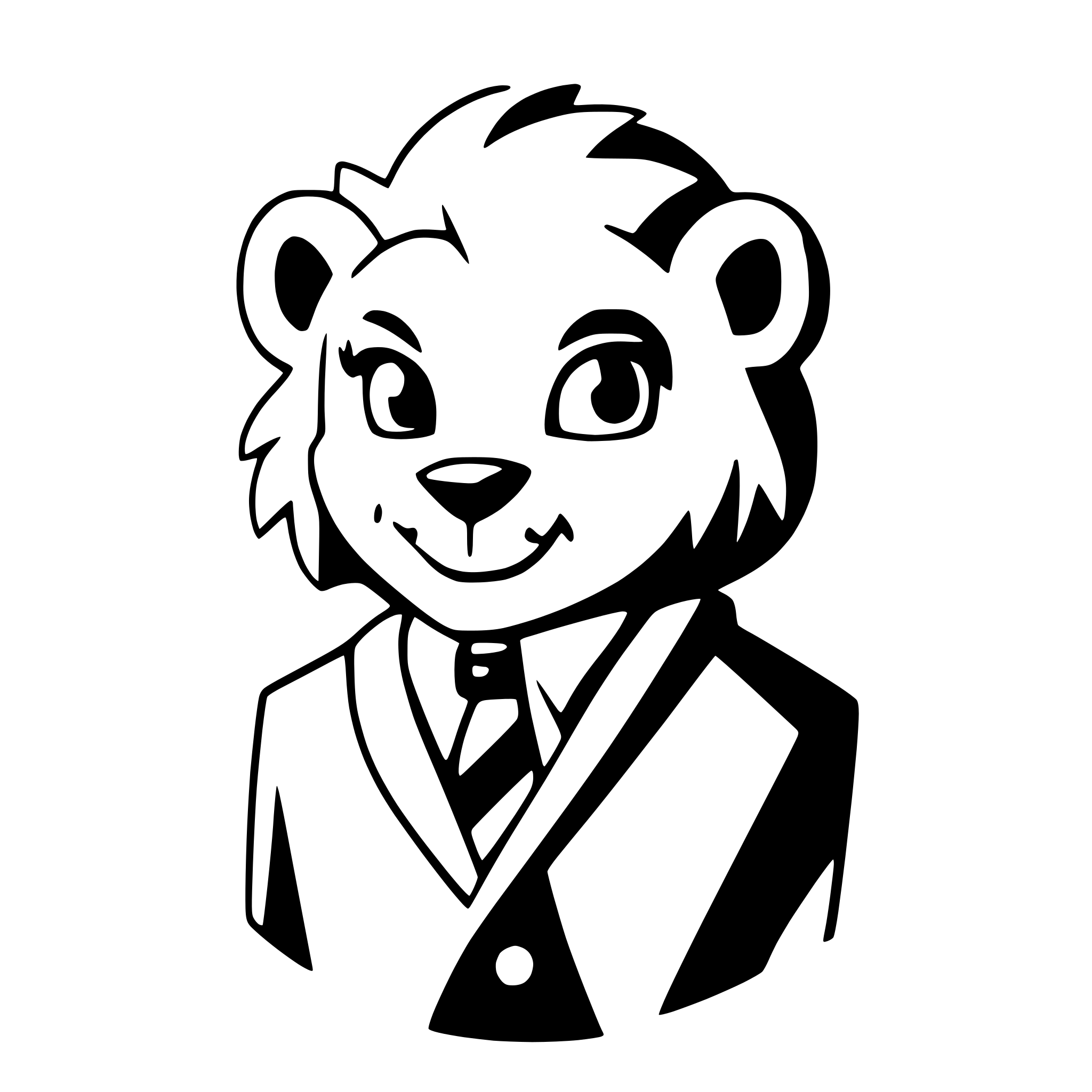 AI-generated SVG of a a friendly lion wearing a bowtie